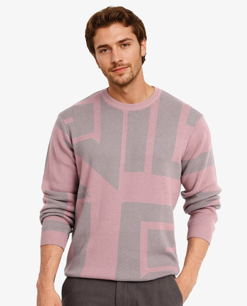 Buy Toge - Pink Regular Fit Monogram Print Sweater| Rare Rabbit
