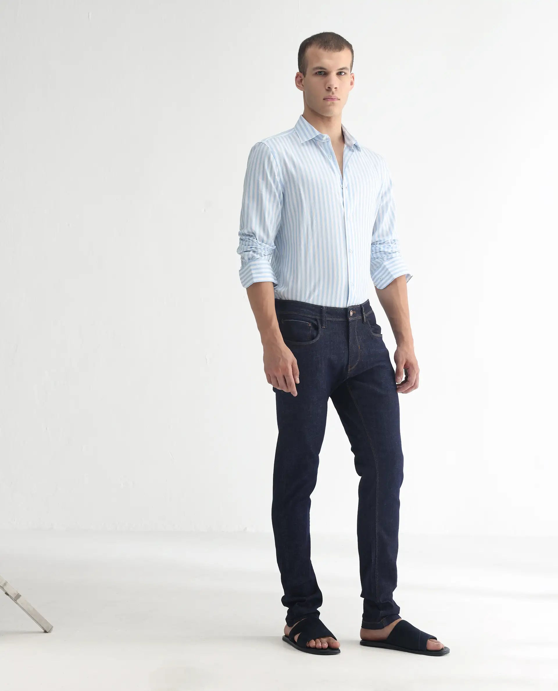 Rare Rabbit Men's Toledo Navy Cotton Plain Hawk Slim Fit Jeans