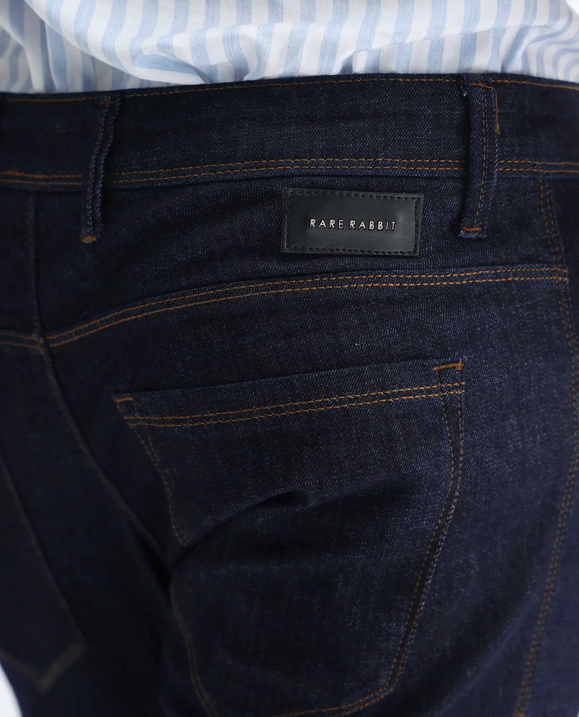 Rare Rabbit Men's Toledo Navy Cotton Plain Hawk Slim Fit Jeans