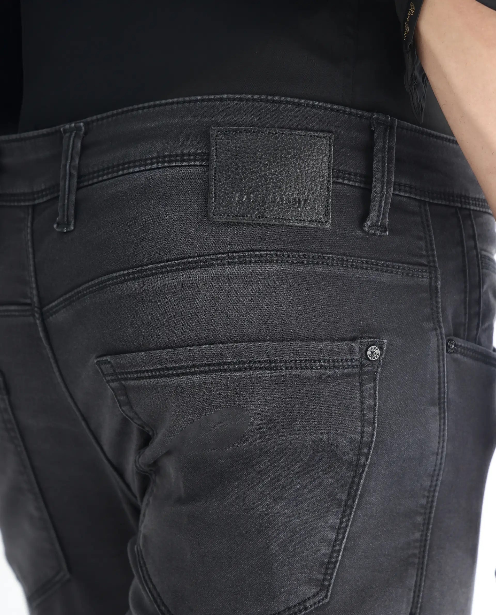 Rare Rabbit Men's Tours Black Cotton Plain Hawk Slim Fit Jeans