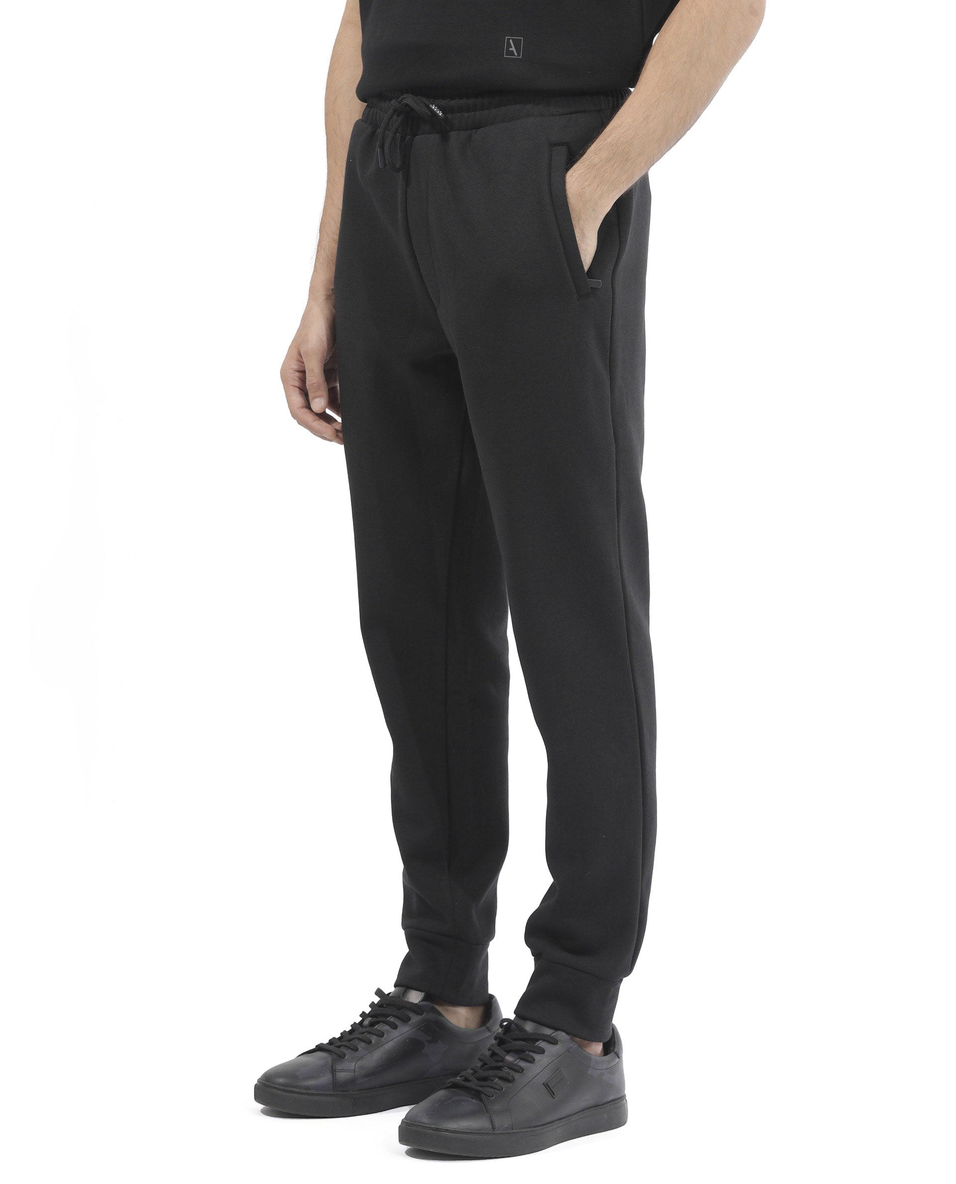 Rare Rabbit Mens Trant Black Track Pant Mid Rise Solid