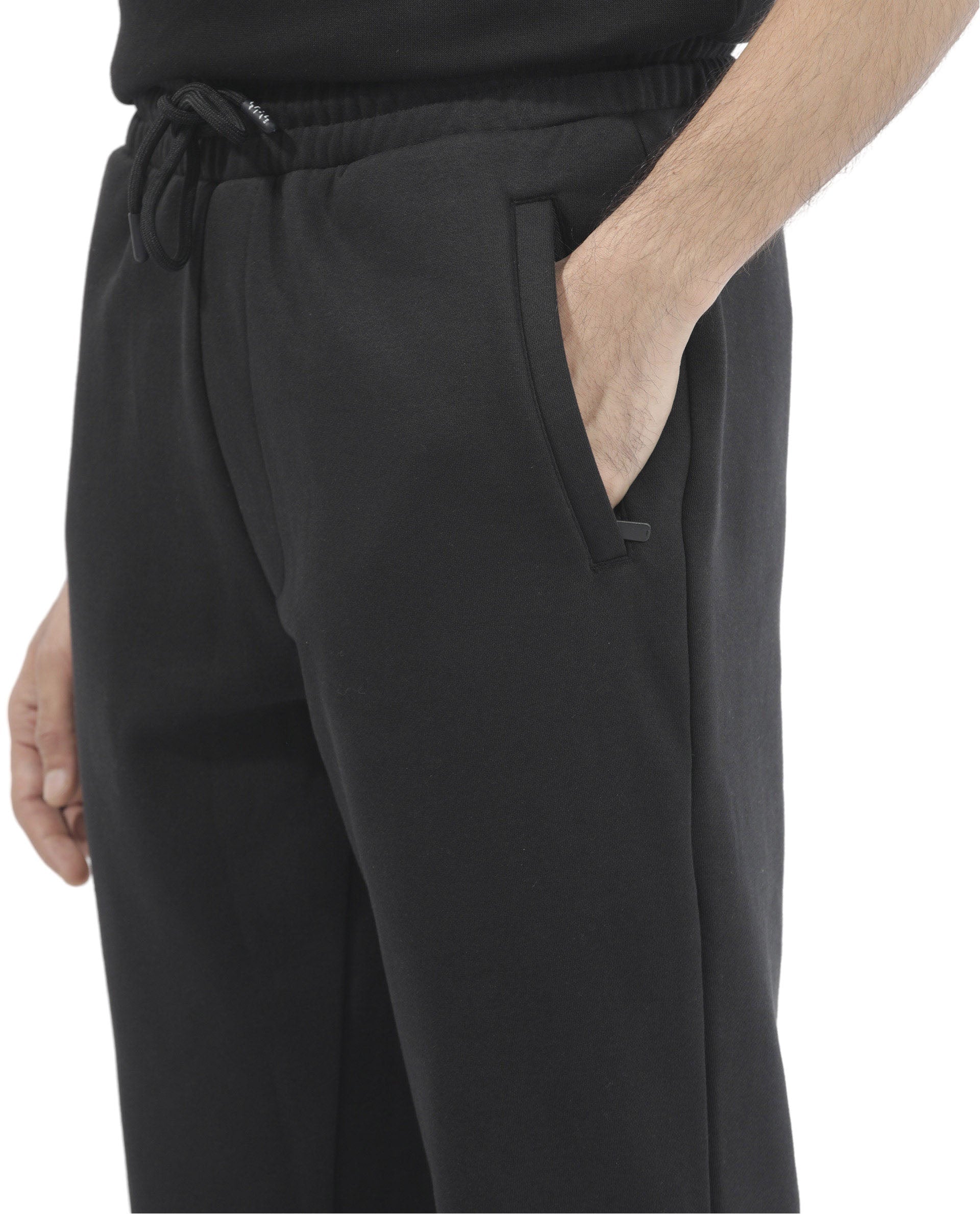 Rare Rabbit Mens Trant Black Track Pant Mid Rise Solid
