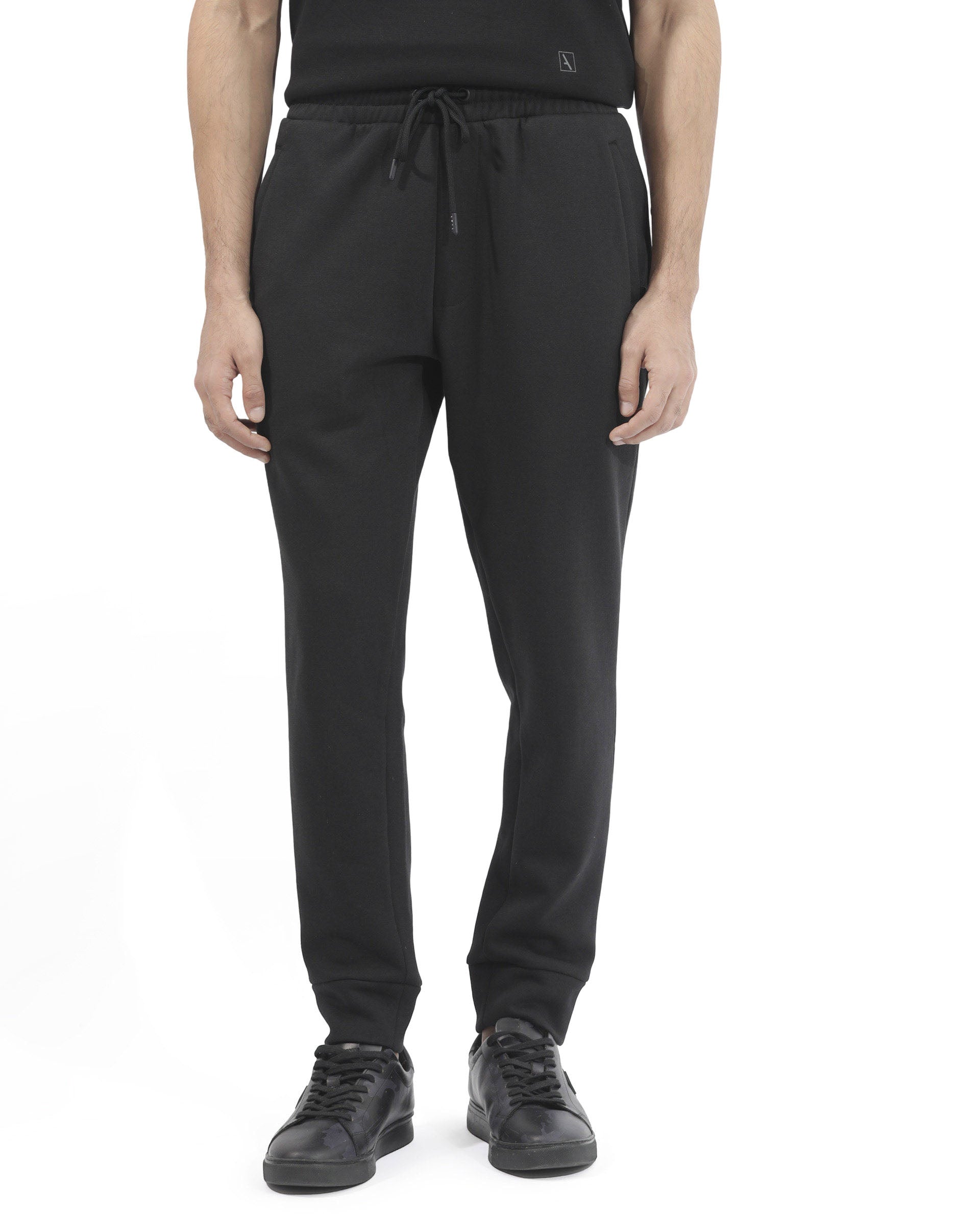 Rare Rabbit Mens Trant Black Track Pant Mid Rise Solid