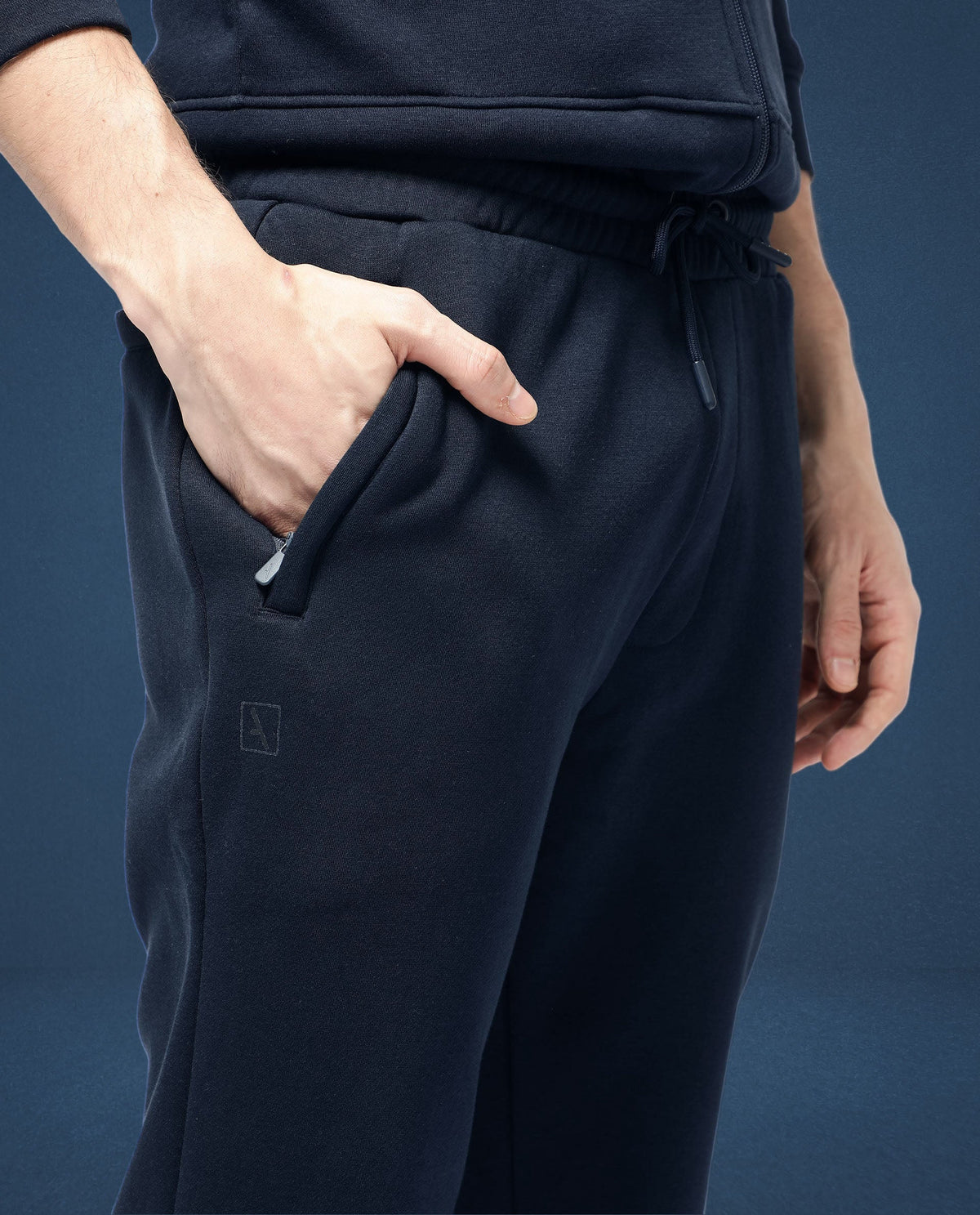 Rare Rabbit Mens Trant Navy Track Pant Mid Rise Solid