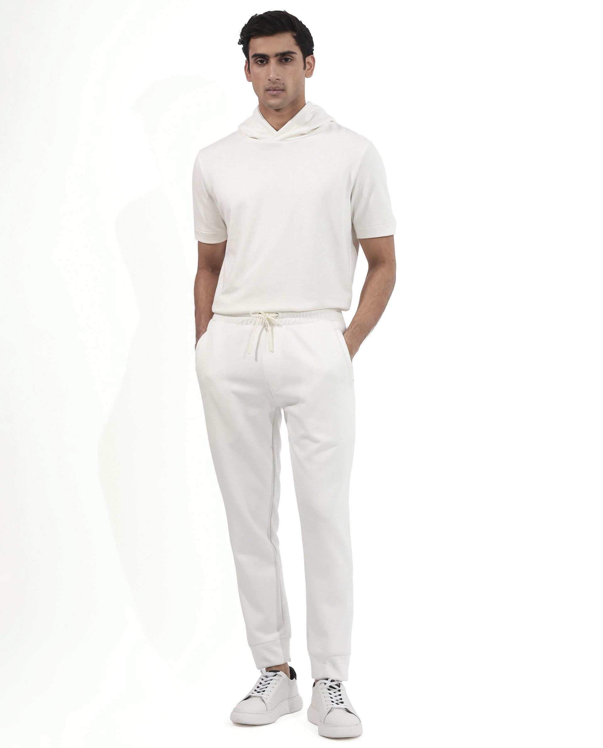 Rare Rabbit Mens Trant Off White Track Pant Mid Rise Solid