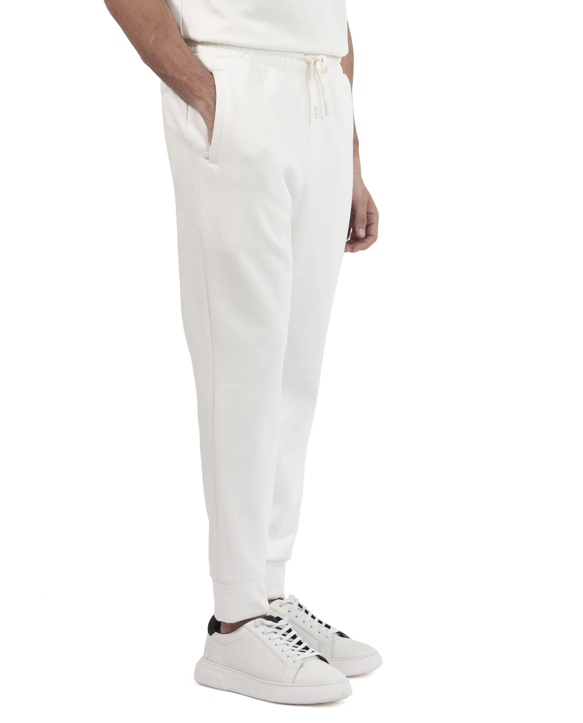 Rare Rabbit Mens Trant Off White Track Pant Mid Rise Solid