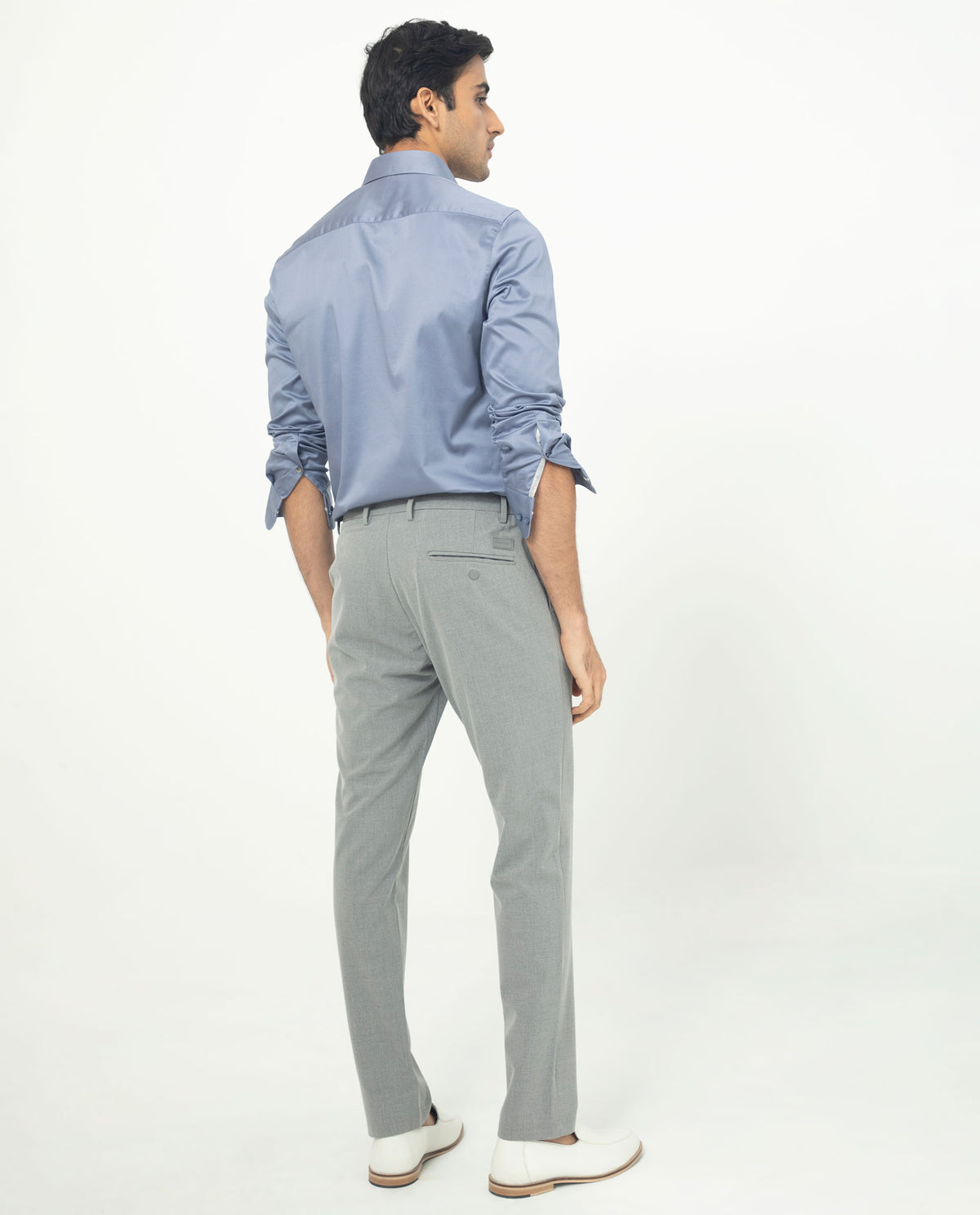 Rare Rabbit Men's Travellers Dusky Grey Solid Mid-Rise Regular Fit Trouser