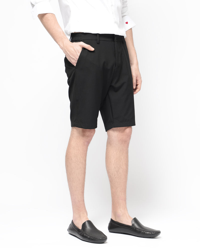 Rare Rabbit Mens Trip-1 Black Mid Rise Regular Fit Solid Shorts