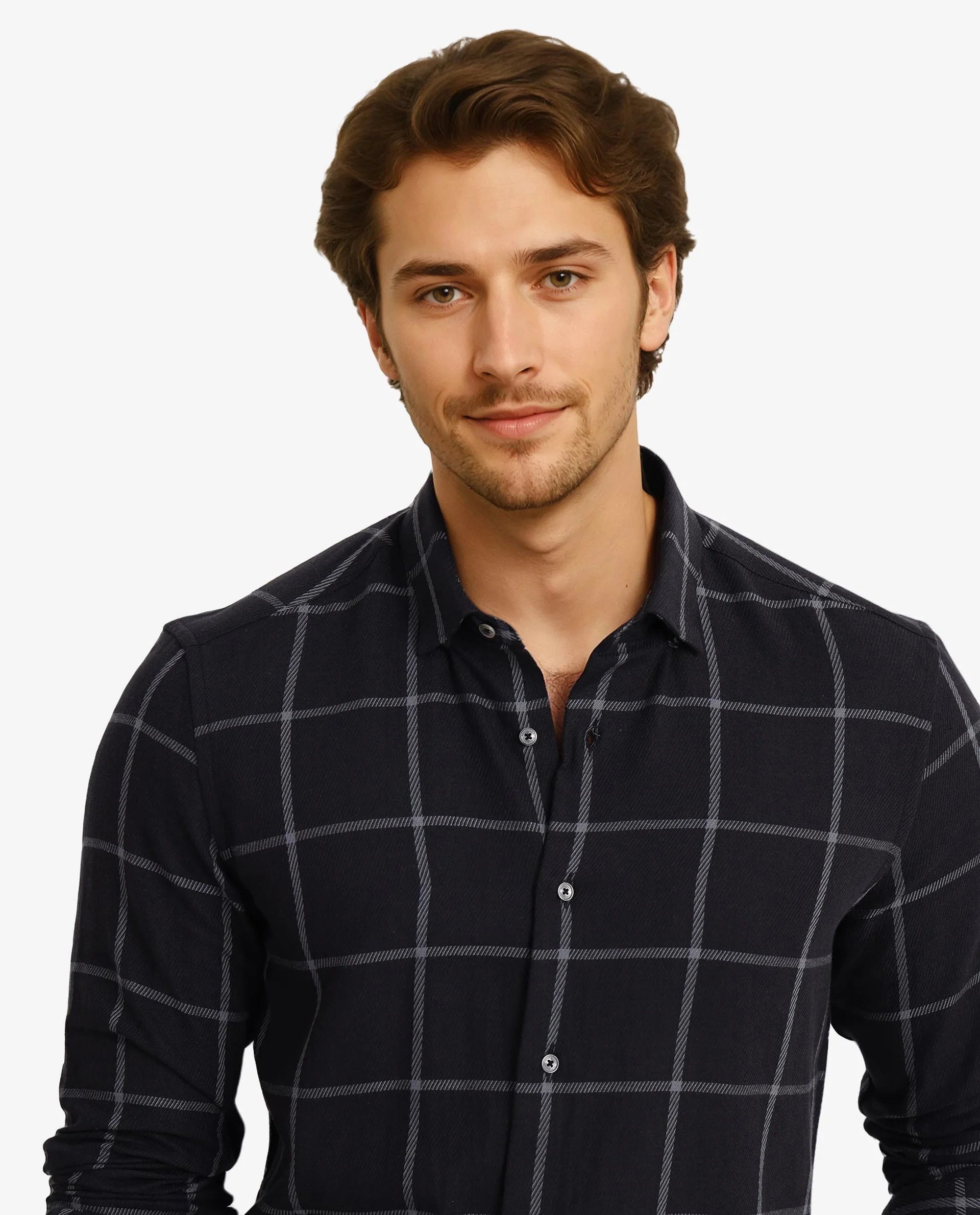 Rare Rabbit Men Tuffah Black Cotton Fabric Full Sleeve Regular Fit Twill Checks Shirt