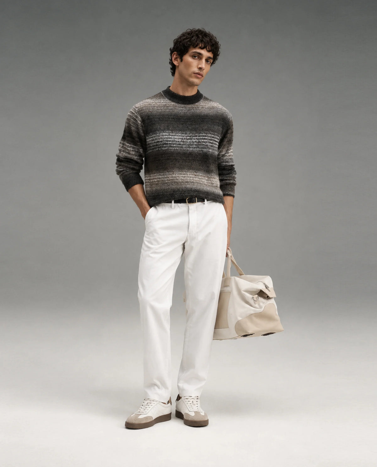 Rare Rabbit Men's Ugo White Cotton Blend Plain Regular Fit Trouser
