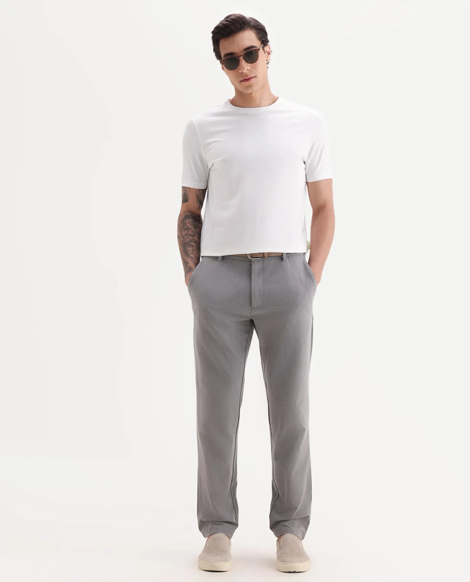 Rare Rabbit Men's Veltra Off White Modal Blend Plain Regular Fit Half Sleeve Crew Neck T-Shirt