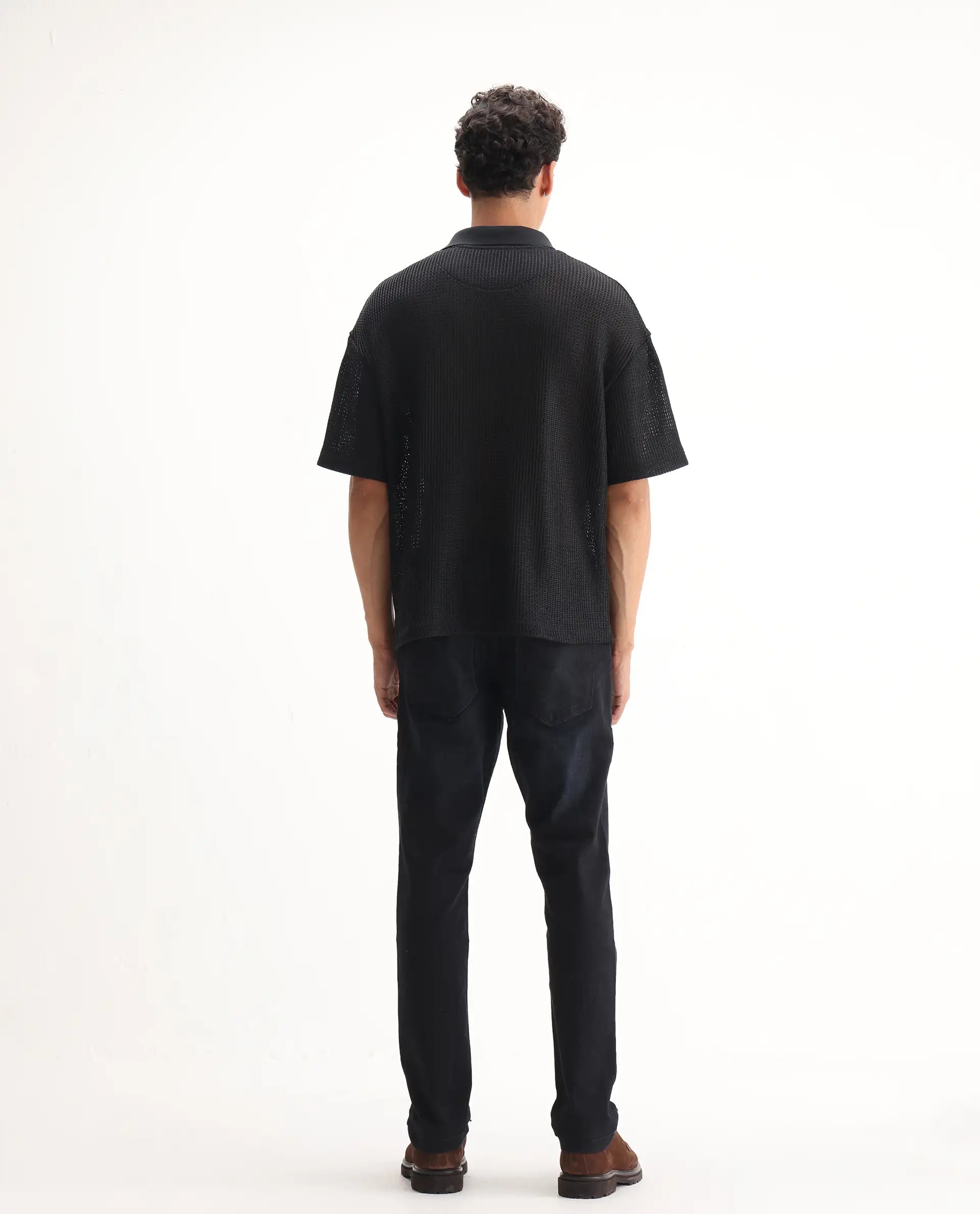 Rare Rabbit Men's Victo Navy Cotton Plain Hawk Slim Fit Jeans