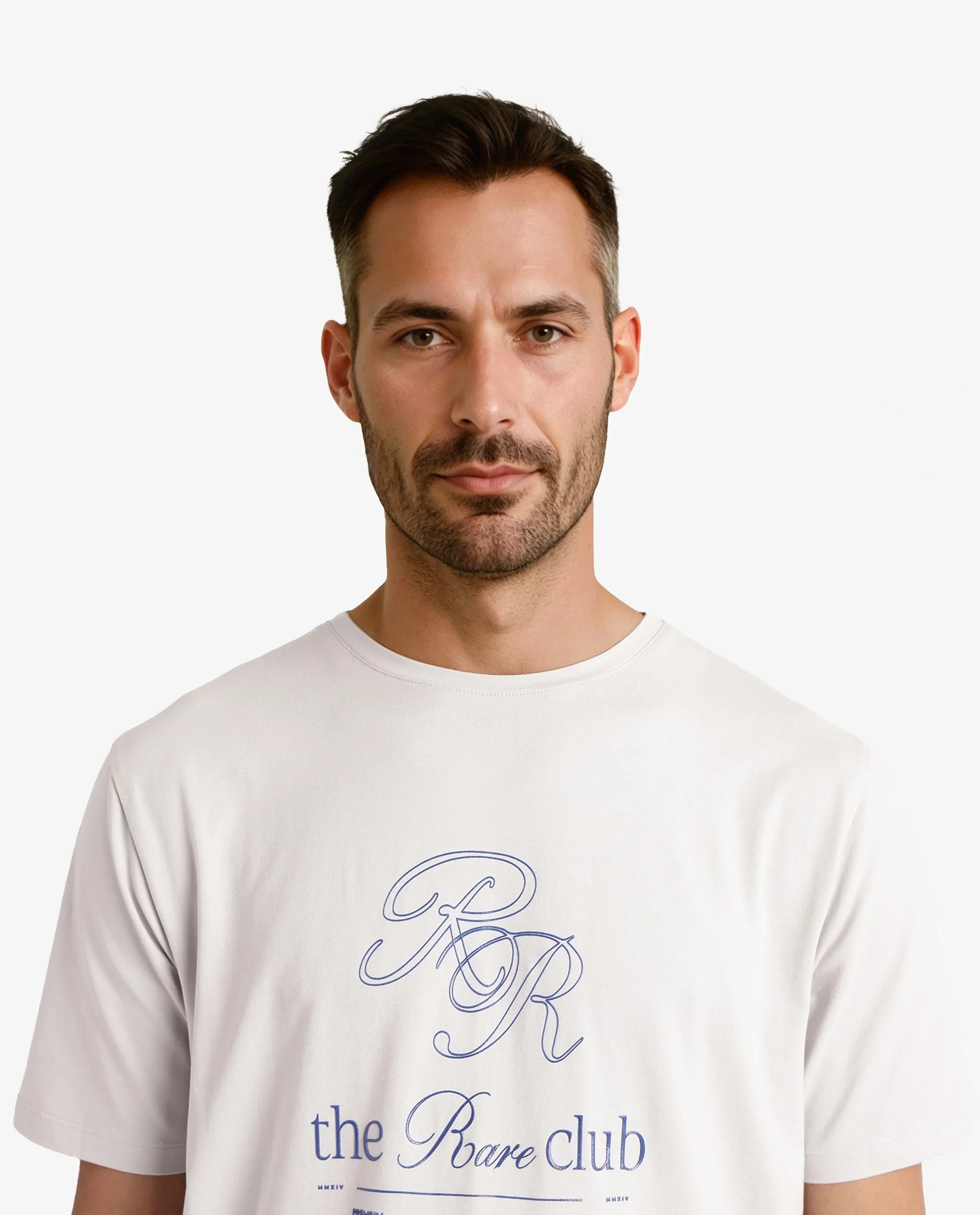 Rare Rabbit Men Vin Dusky Grey Cotton Lycra Fabric Short Sleeve Crew Neck Regular Fit HD Print T-Shirt