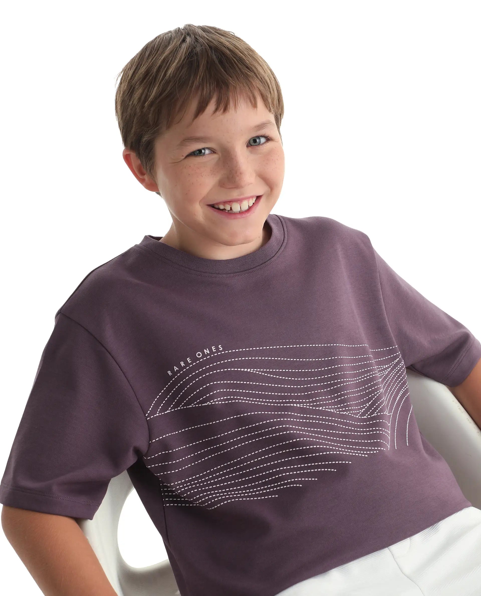 Rare Ones Kids Vint-K Dusky Pink Cotton Solid Slip-On Regular Fit T-Shirt
