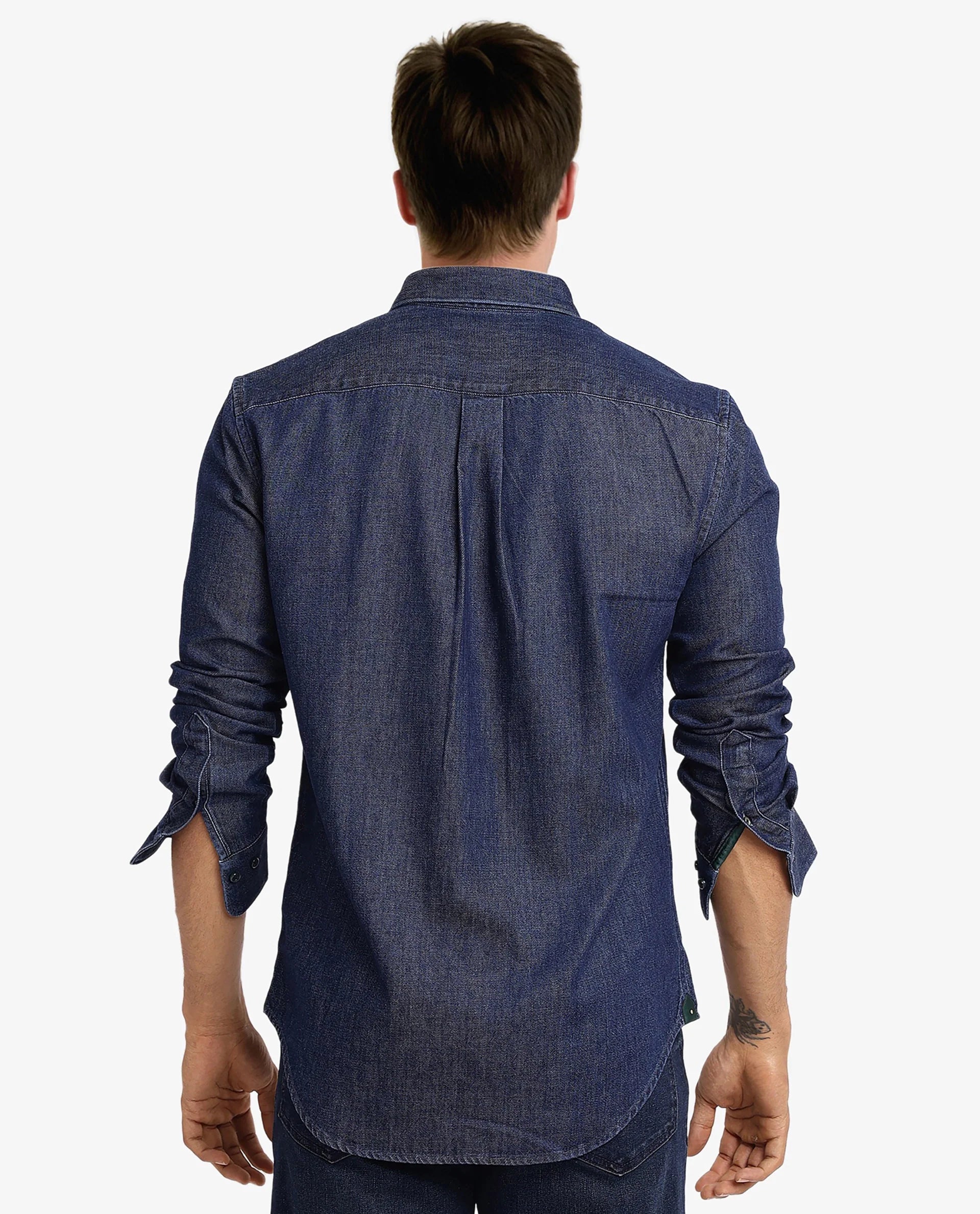 Rare Rabbit Men Vintro Dark Blue Full Sleeve Regular Fit Denim Shirt