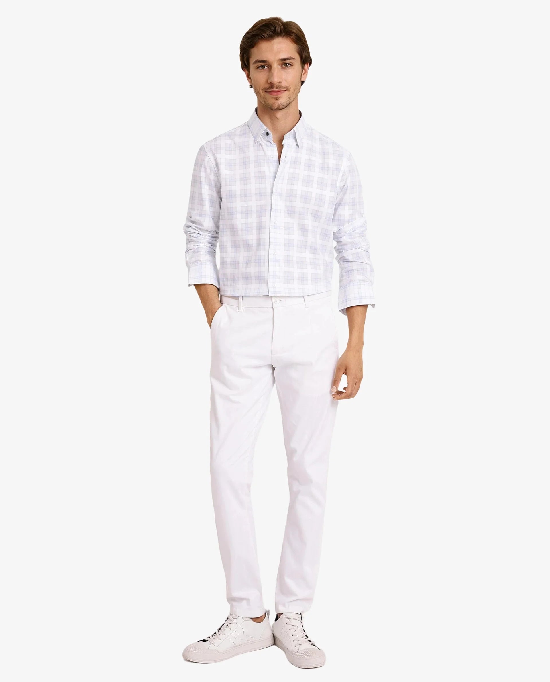 Rare Rabbit Men Vory White Cotton Fabric Full Sleeve Regular Collar Button Closure Regular Fit Checks Shirt