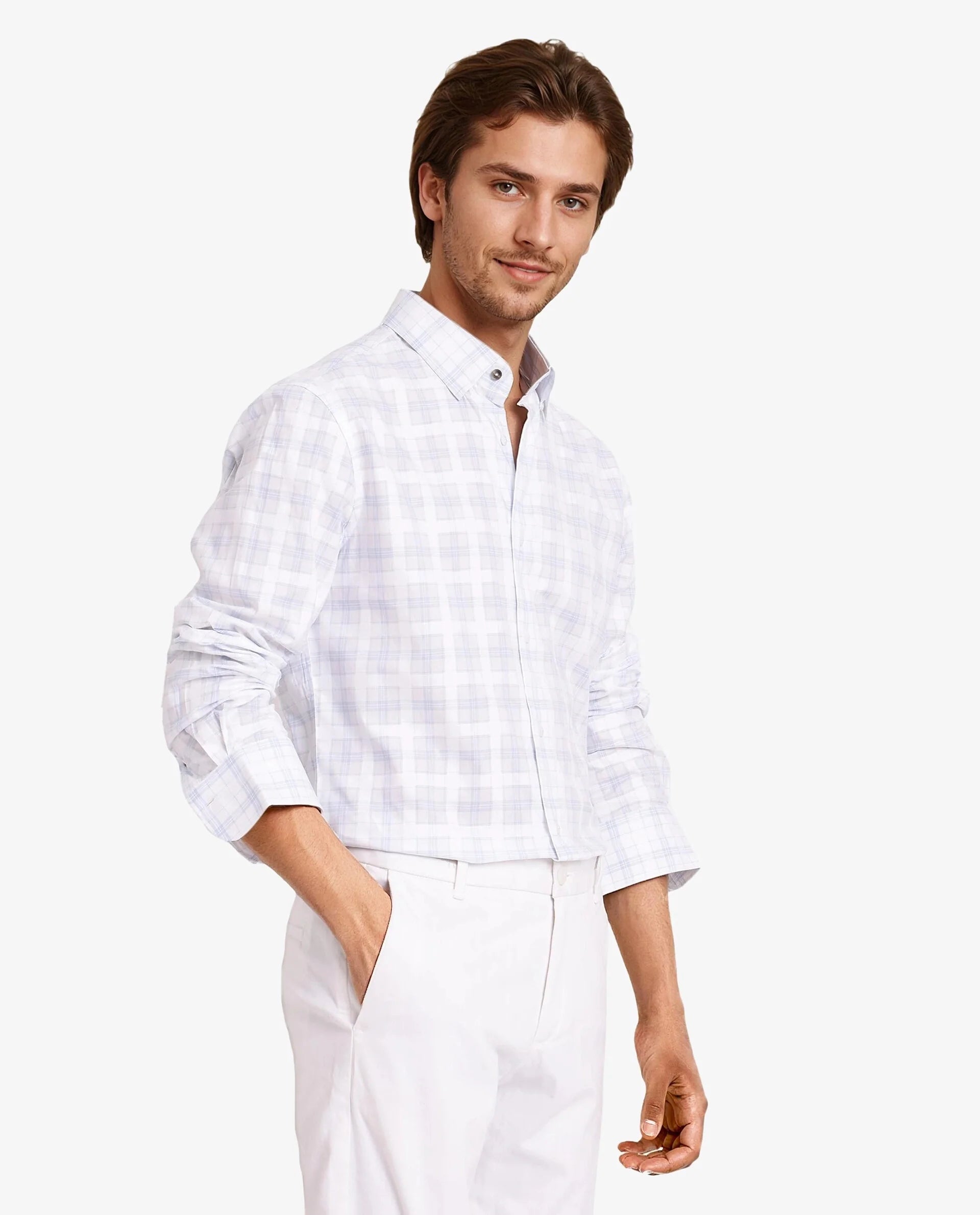 Rare Rabbit Men Vory White Cotton Fabric Full Sleeve Regular Collar Button Closure Regular Fit Checks Shirt