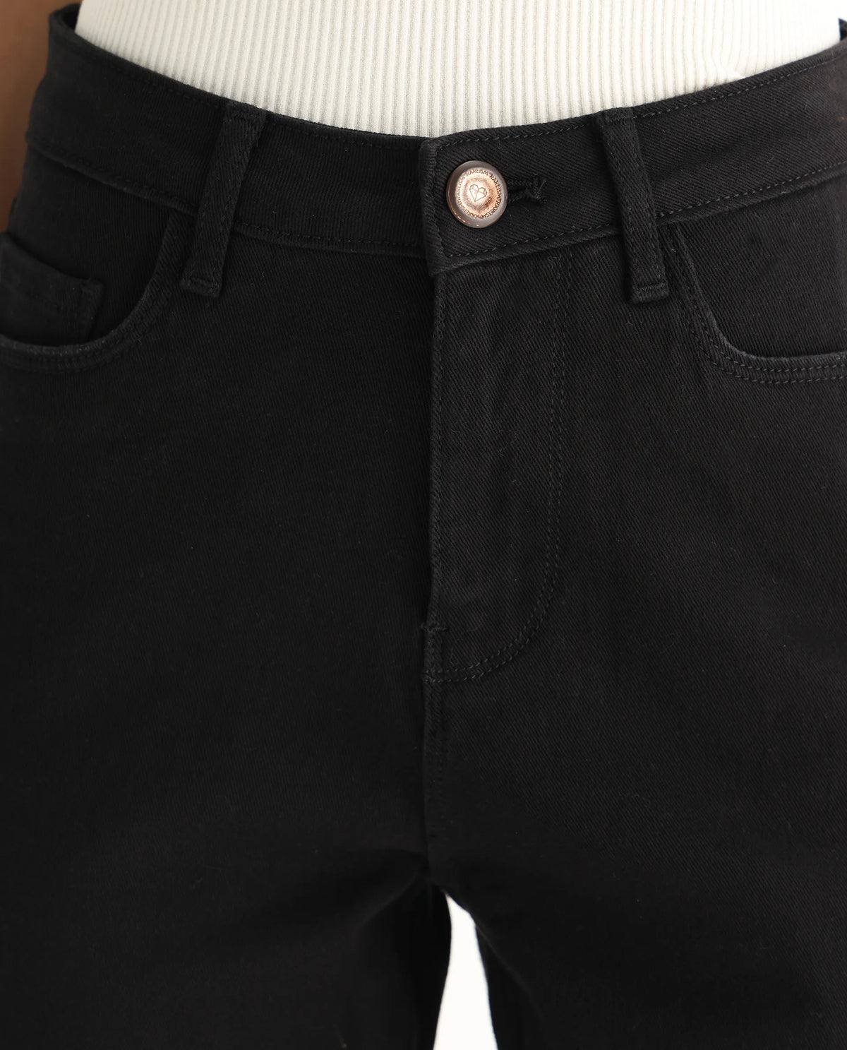 Rareism Women's Winona Black Cotton Blend Plain Ankle Length Classic Bootcut Jeans