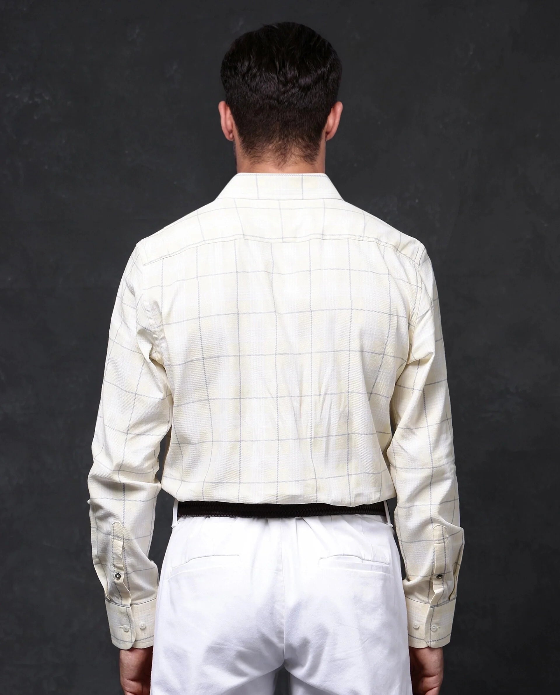 Rare Rabbit Men Yelt Yellow Cotton Fabric Full Sleeve Button Closure Regular Fit Checks Shirt