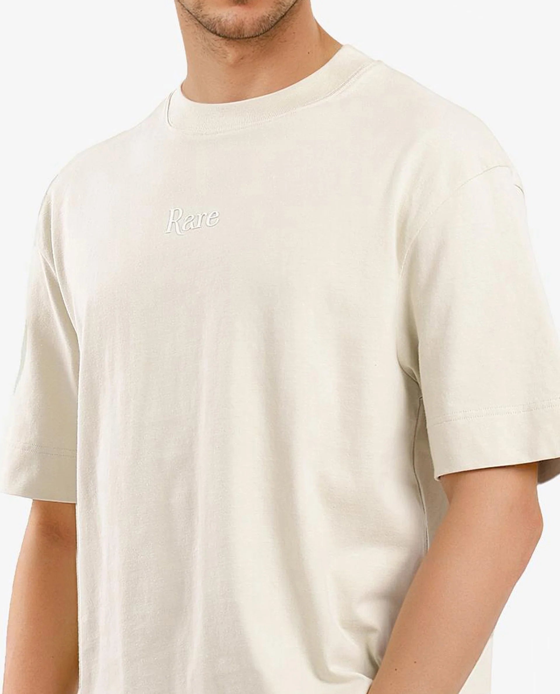 Rare Rabbit Men Yoko Pastel Green Short Sleeve Crew Neck Oversized Fit Placement Logo Print T-Shirt