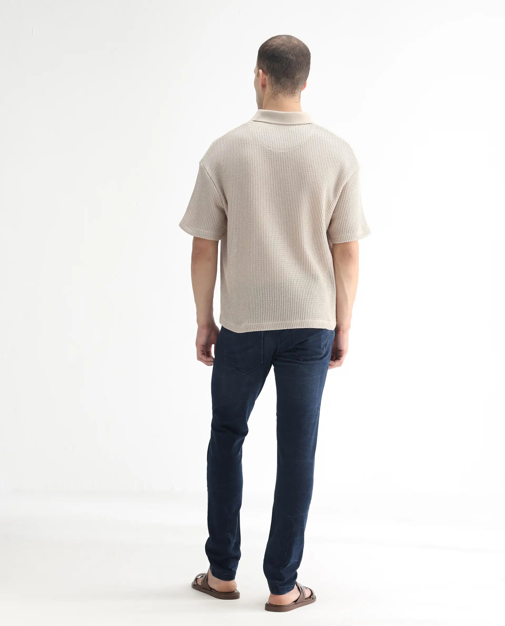 Rare Rabbit Men's Yoshi Dark Blue Cotton Plain Hawk Slim Fit Jeans