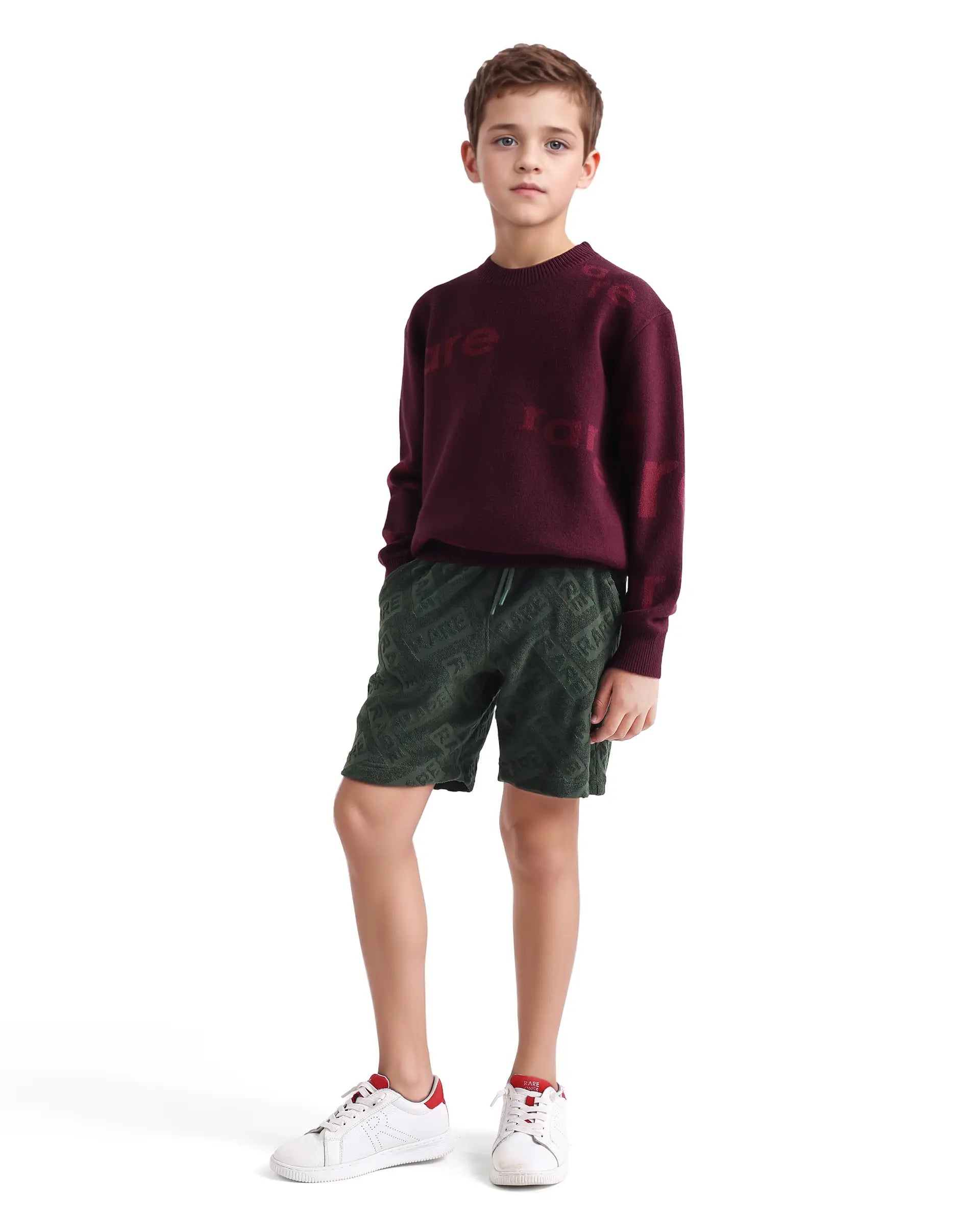 Rare Ones Kids Zilo-B Olive Cotton All Over Print Drawstring Closure Regular Fit Shorts