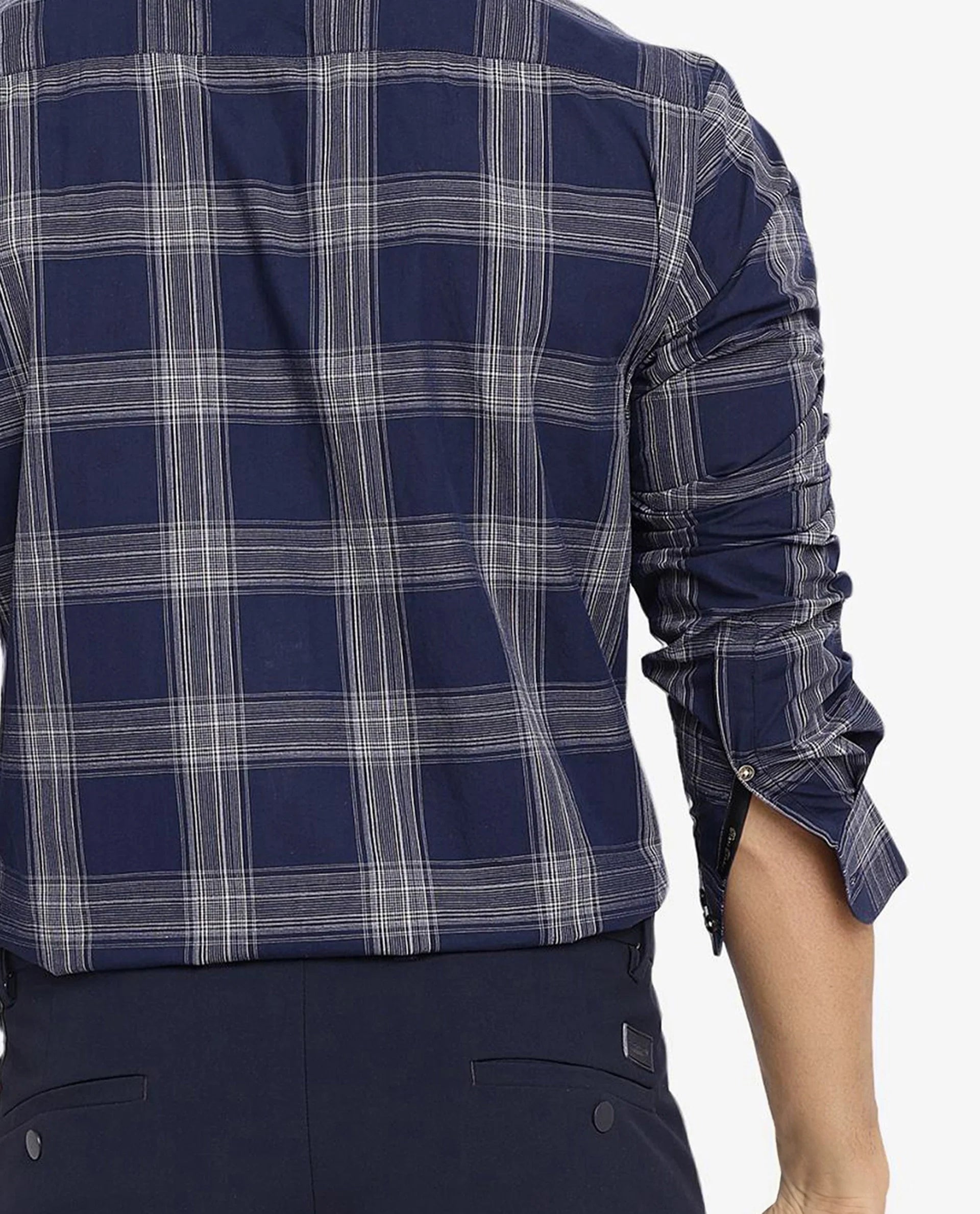 Rare Rabbit Men Zinga Navy Cotton Fabric Full Sleeve Regular Fit Checks Shirt