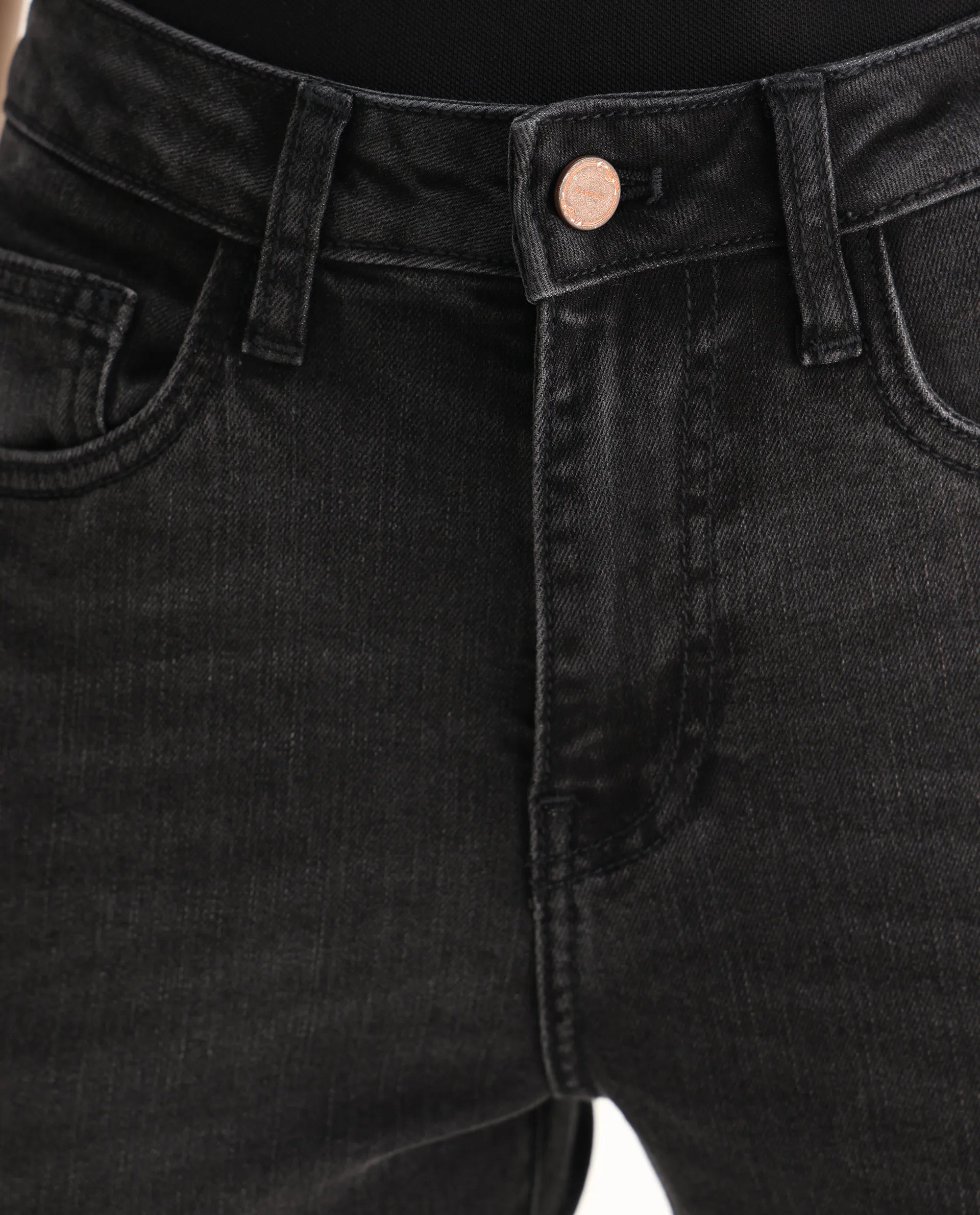 Rareism Women's Zingy Black Cotton Blend Plain Ankle Length Sleek Skinny Fit Jeans