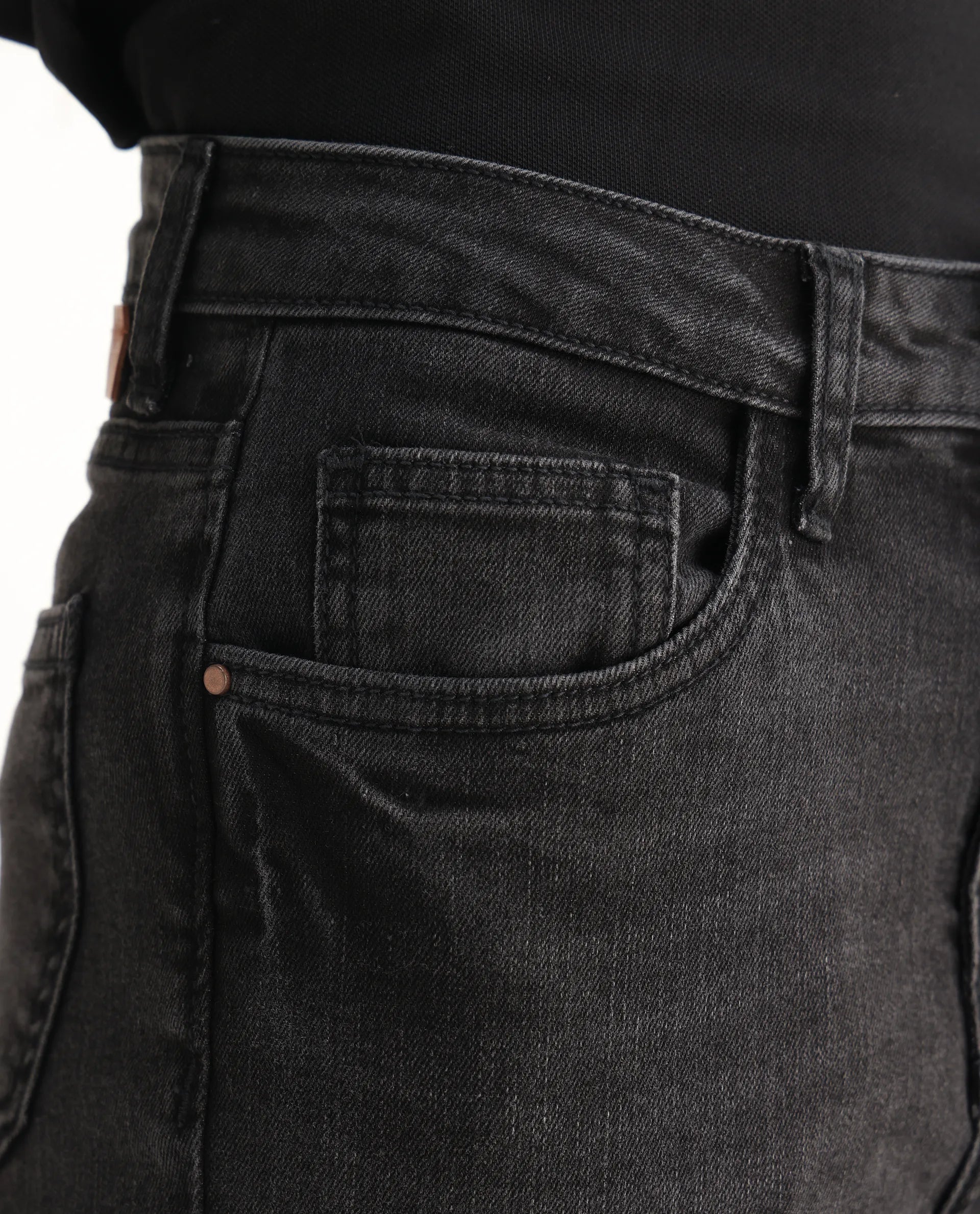 Rareism Women's Zingy Black Cotton Blend Plain Ankle Length Sleek Skinny Fit Jeans