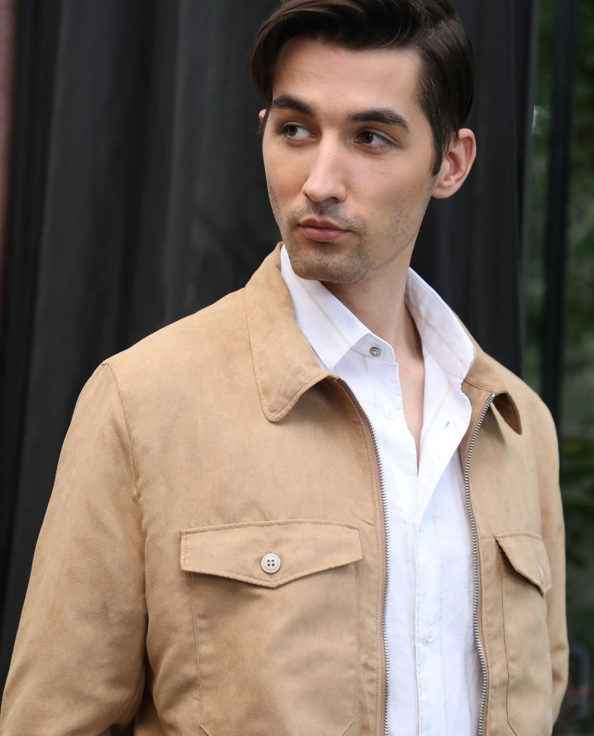 RARE RABBIT MEN'S BURNING KHAKI JACKET POLYESTER FABRIC FULL SLEEVES SOLID SLIM FIT