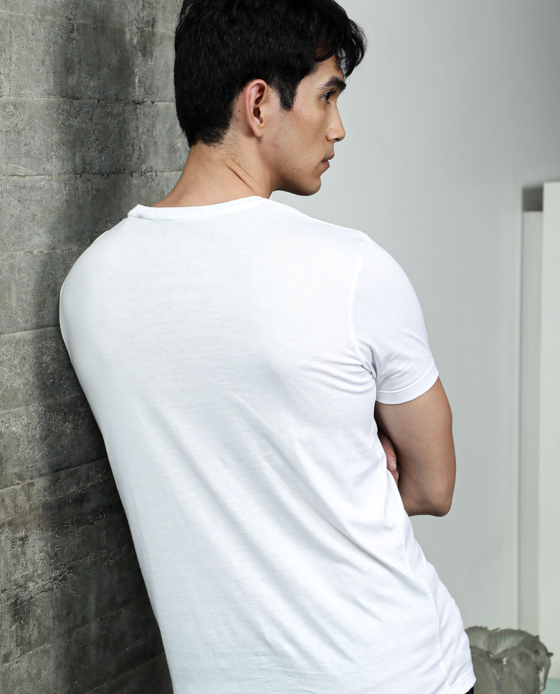 Rare Rabbit Men's Brad White Crew Neck Discharge Graphic Print Half Sleeves Regular Fit T-Shirt