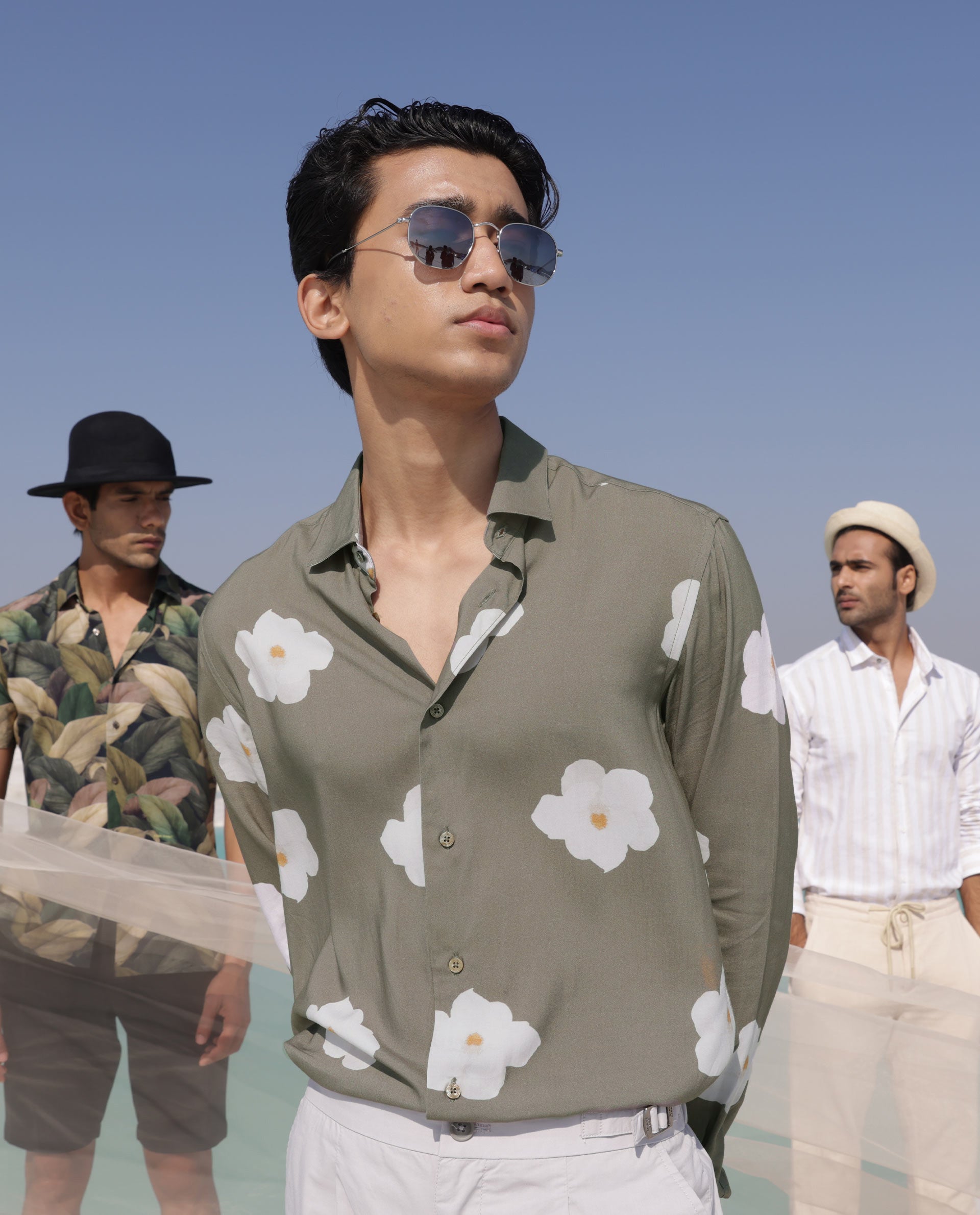 Rare Rabbit Men's Norton Brown Cotton Fabric Floral Print Full Sleeves Shirt