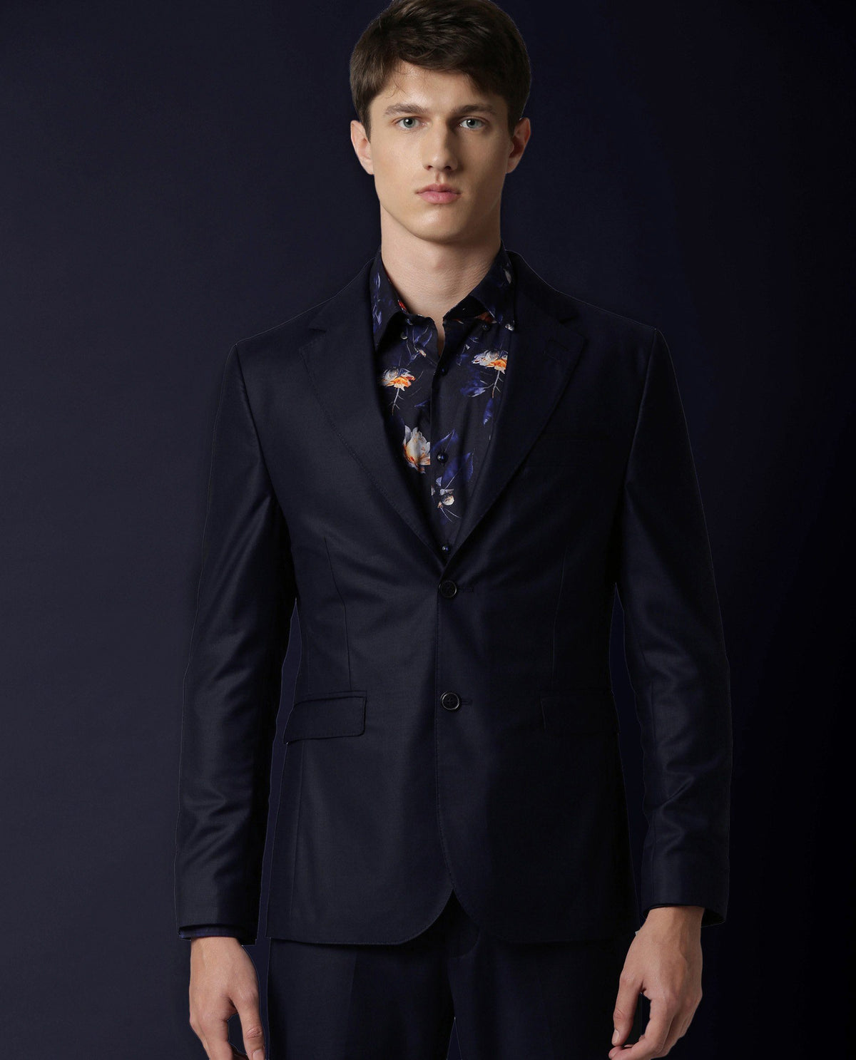 RARE RABBIT MEN'S RADIANT NAVY BLAZER FULL SLEEVES SOLID SLIM FIT