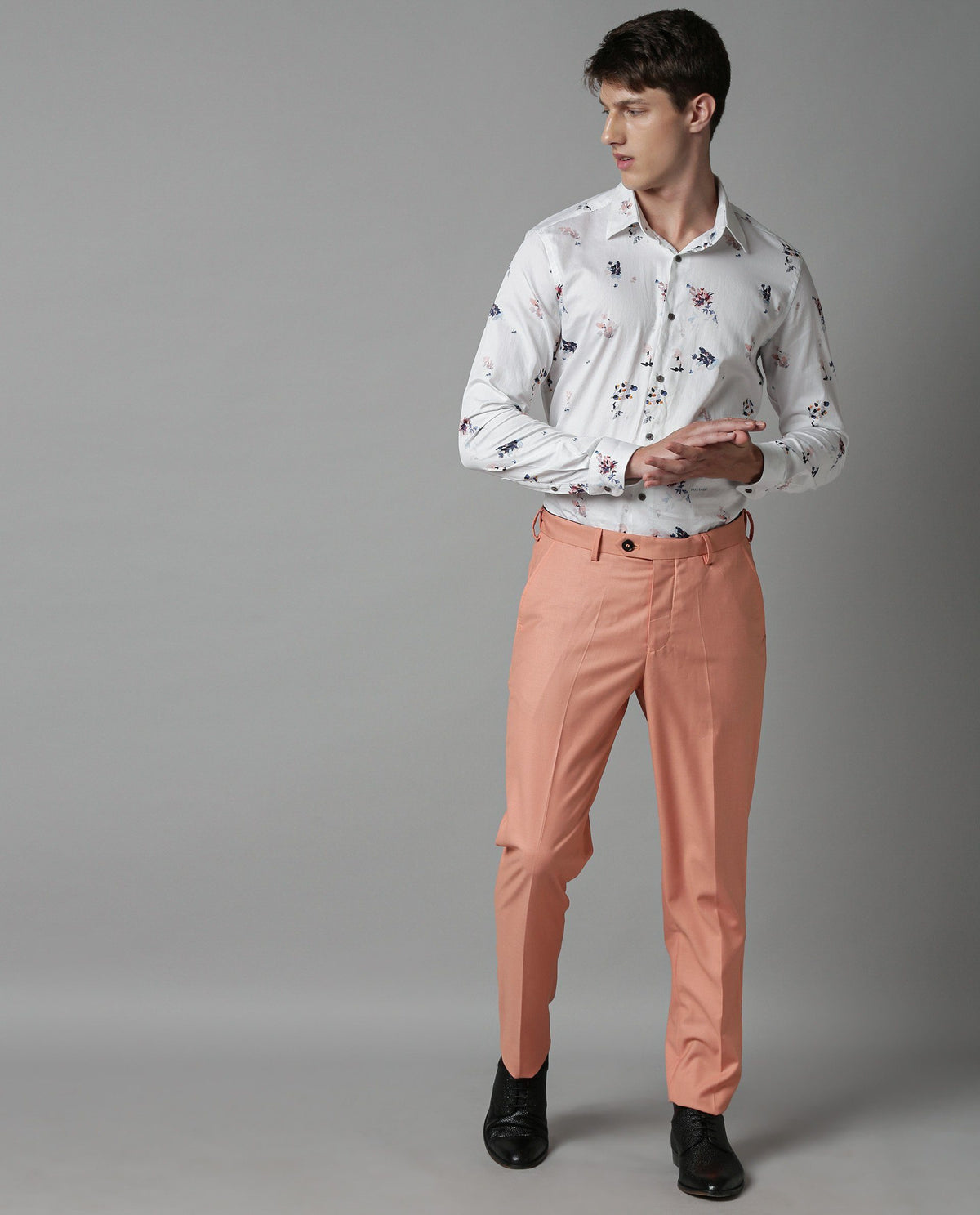 Rare Rabbit Men'S Ablaze Peach Blazer Full Sleeves Solid Slim Fit