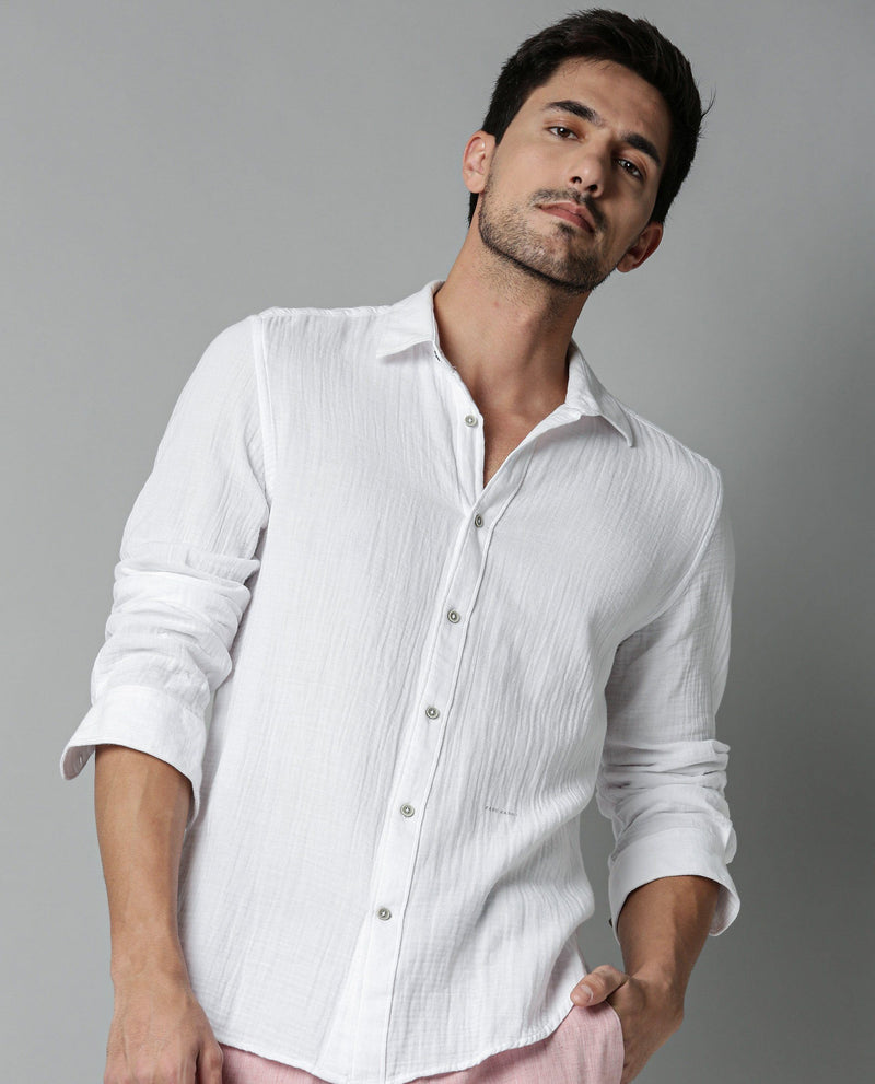 LAYERR- DOUBLE LAYER SLIM FIT SHIRT - WHITE