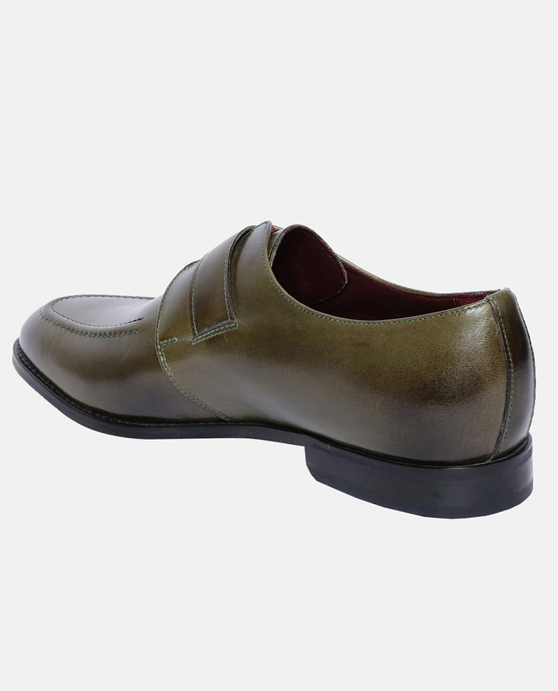 MONK- LEATHER SHOES - OLIVE