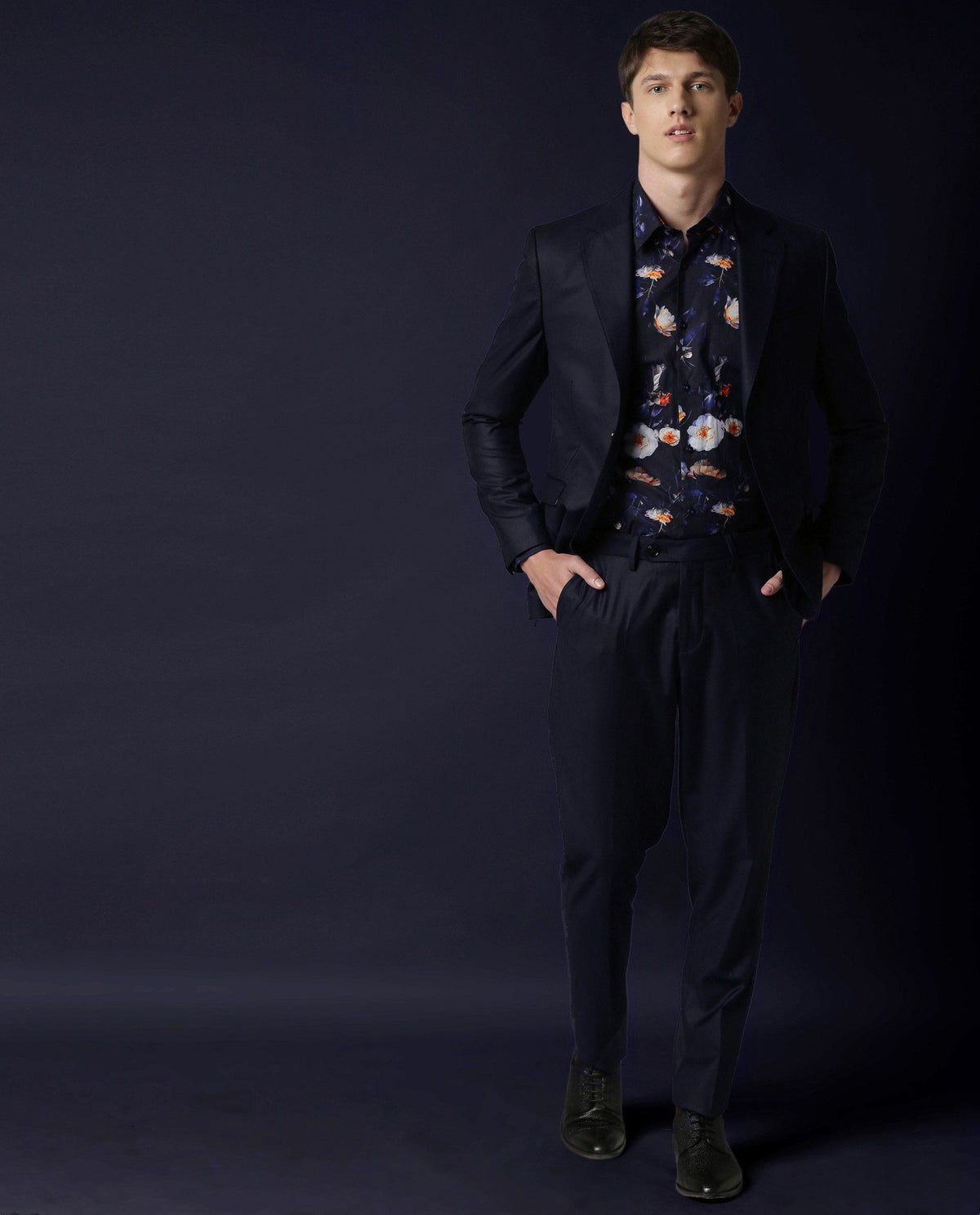RARE RABBIT MEN'S RADIANT NAVY BLAZER FULL SLEEVES SOLID SLIM FIT