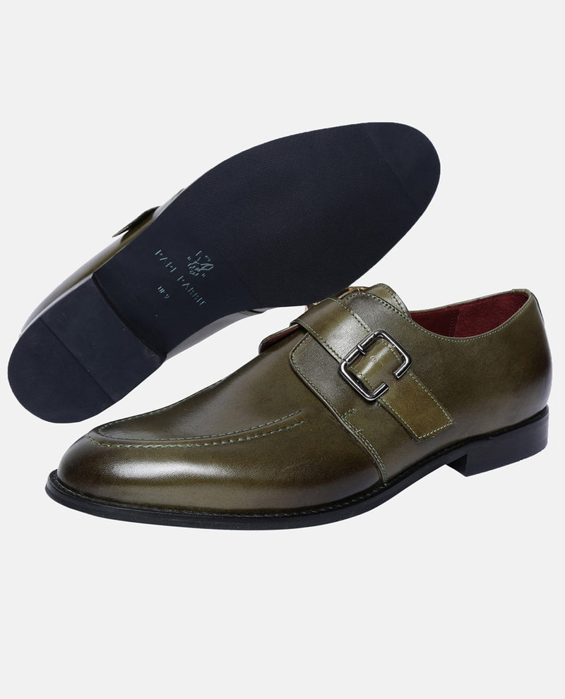 MONK- LEATHER SHOES - OLIVE