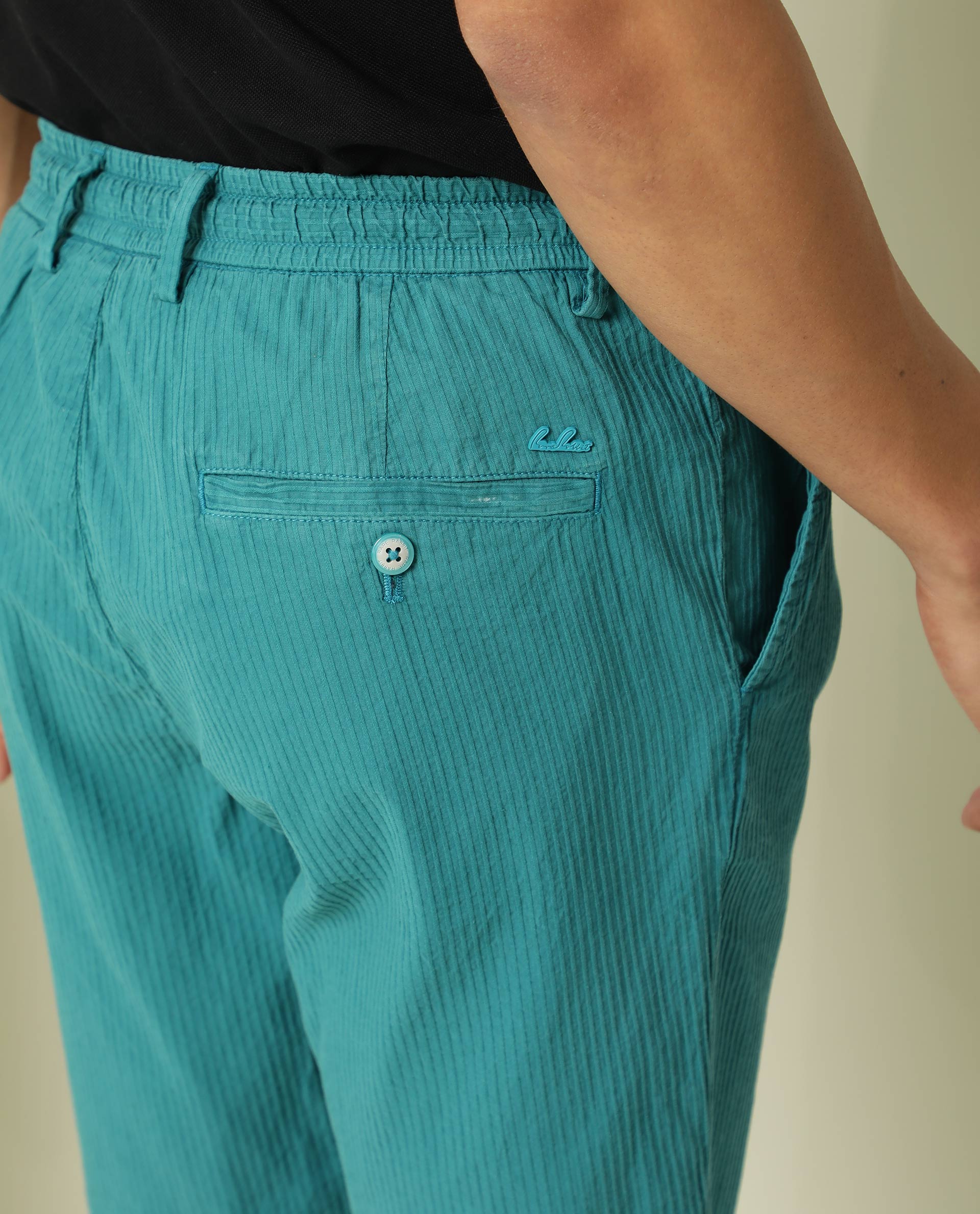 Rare Rabbit Men'S Monty Green Shorts Cotton Fabric Drawstring Mid Rise