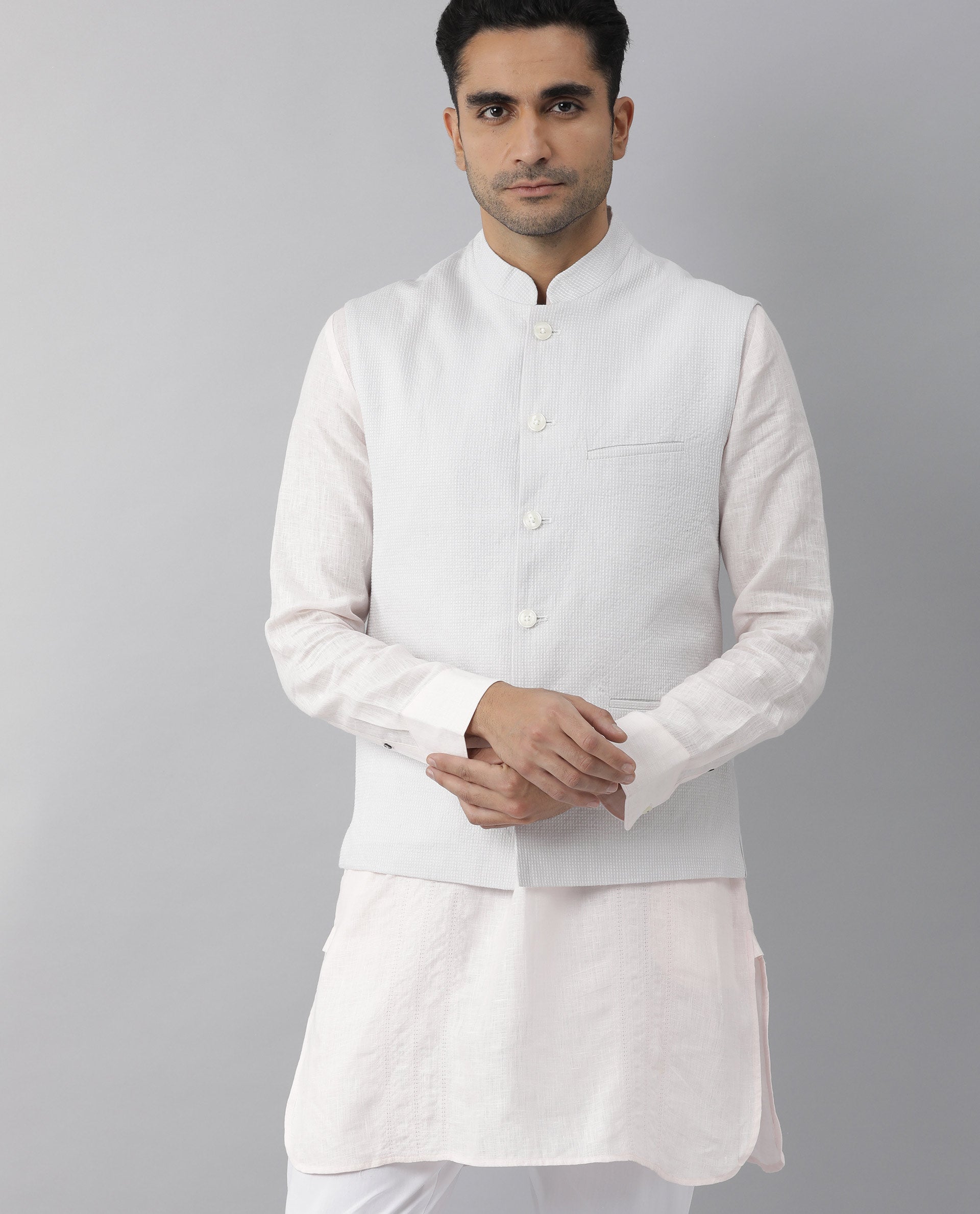 Mens Maroon Asymmetrical Nehru Jacket with Kurta Set – Spring Break