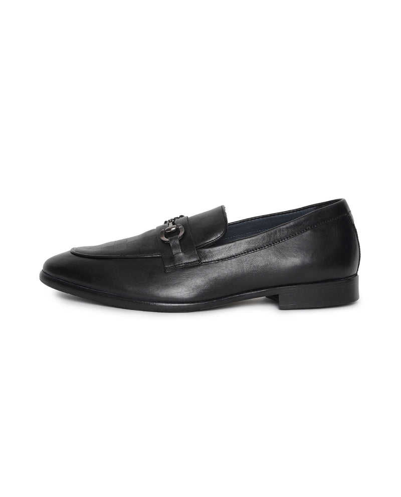 Rare Rabbit Men's Devon Black Full Grain Leather Smart Formal Loafers Shoes