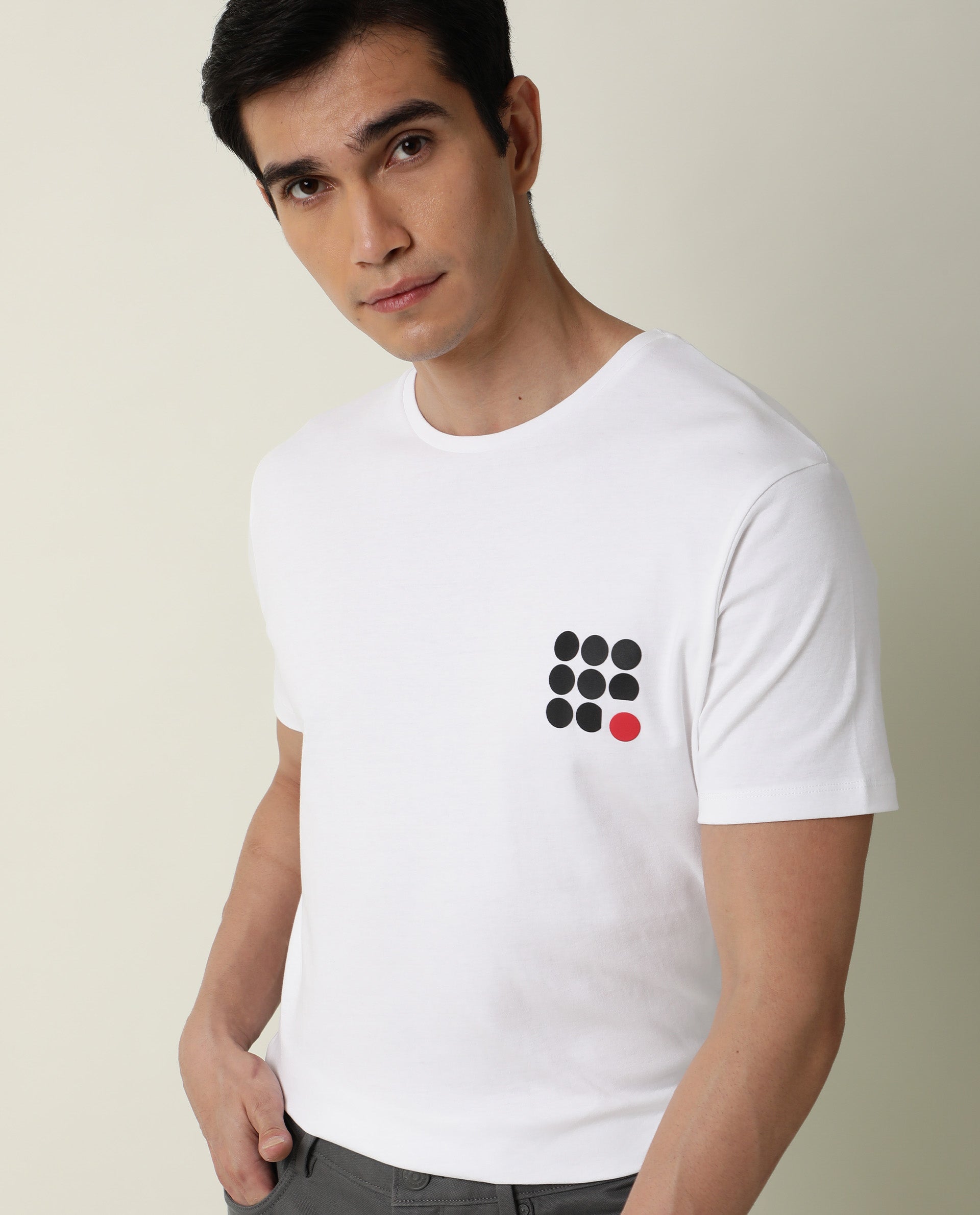 white dotted t shirt