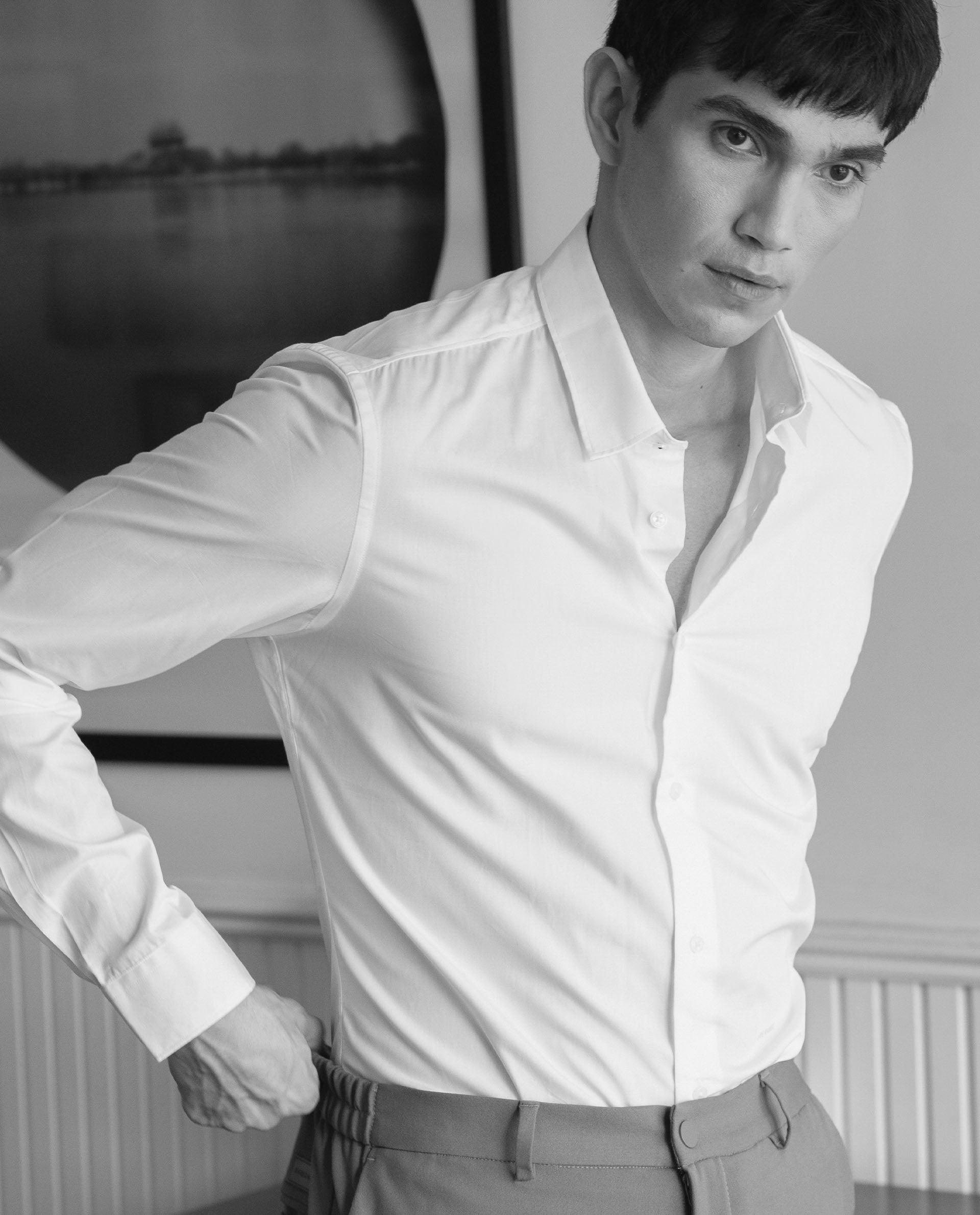 RARE RABBIT MEN'S NEUTRONS WHITE SHIRT COTTON POLYESTER FABRIC COLLARED NECK FULL SLEEVES BUTTON CLOSURE SLIM FIT