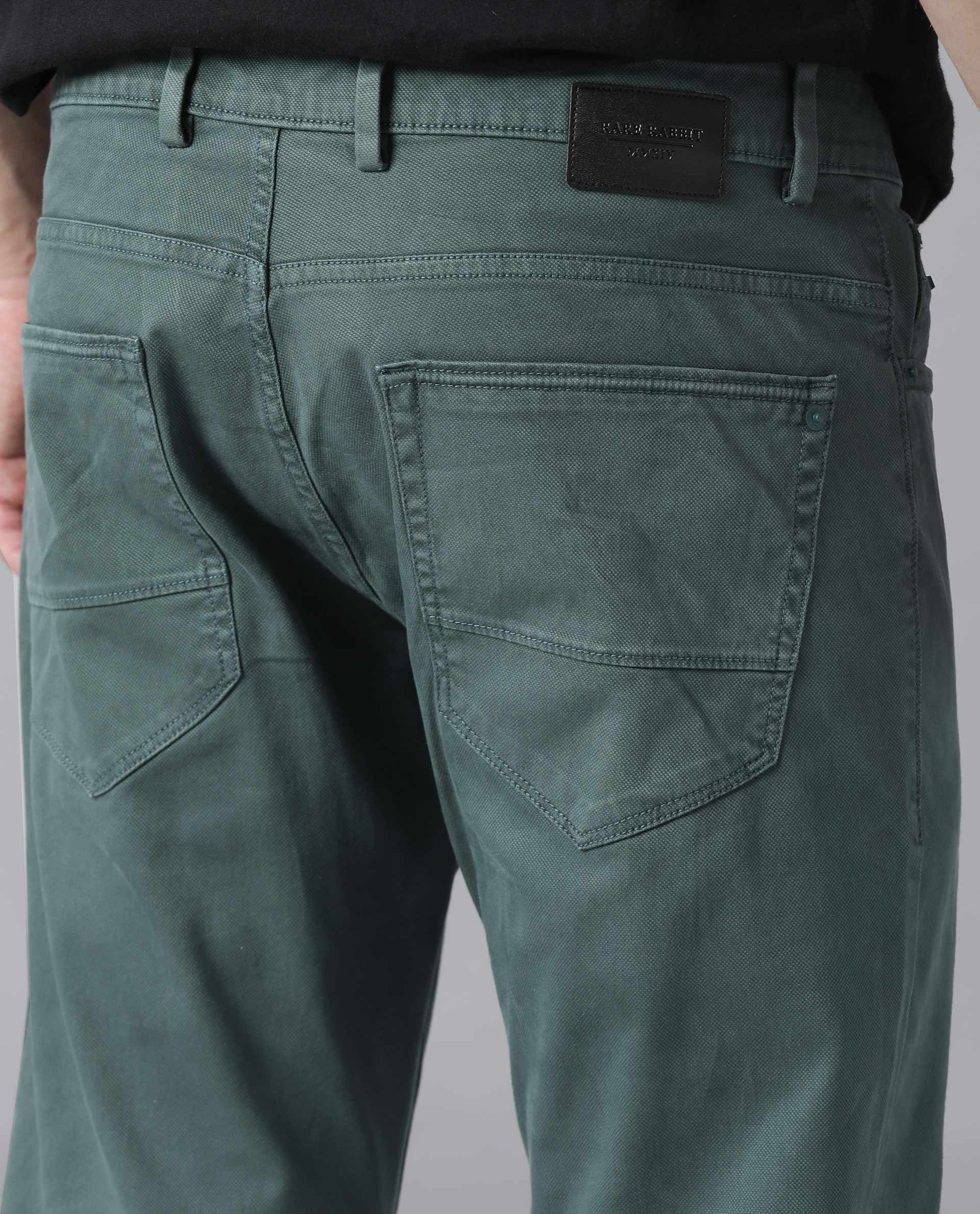 Buy Men Green Slim Fit Solid Flat Front Casual Trousers Online - 676279 |  Louis Philippe