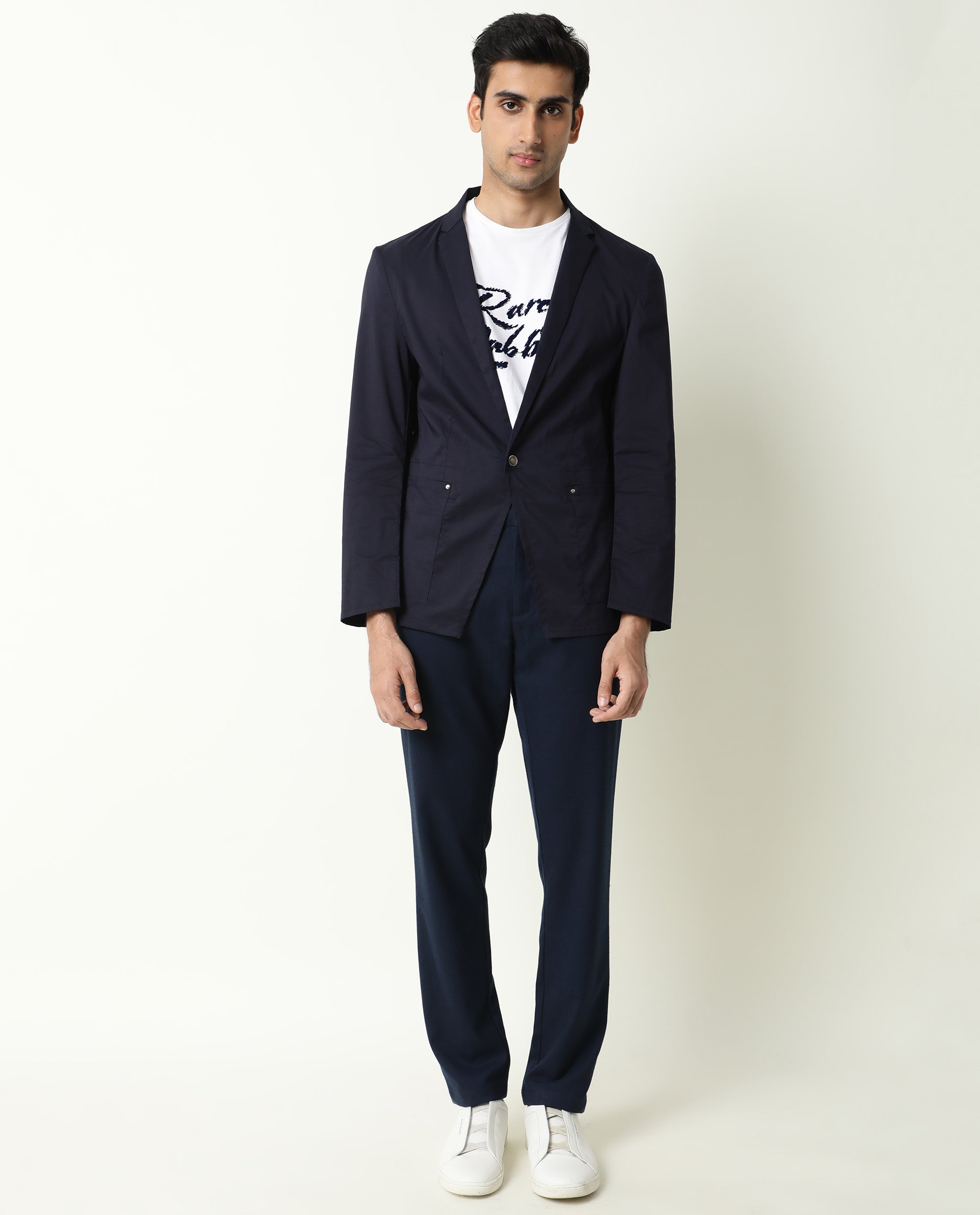 Rare Rabbit Men's Glaze Navy Plain Lightweight Blazer/Jacket