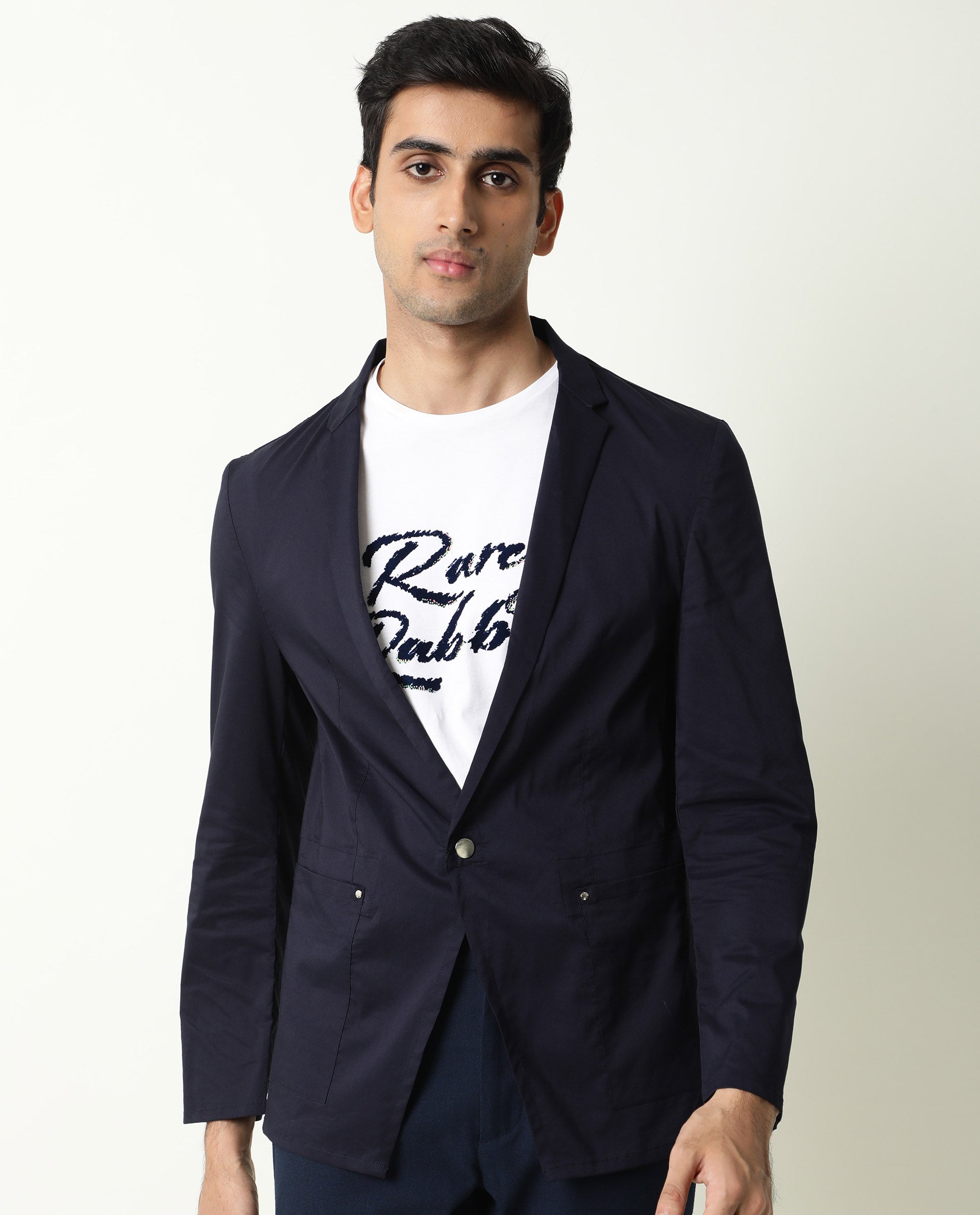 Rare Rabbit Men's Glaze Navy Plain Lightweight Blazer/Jacket