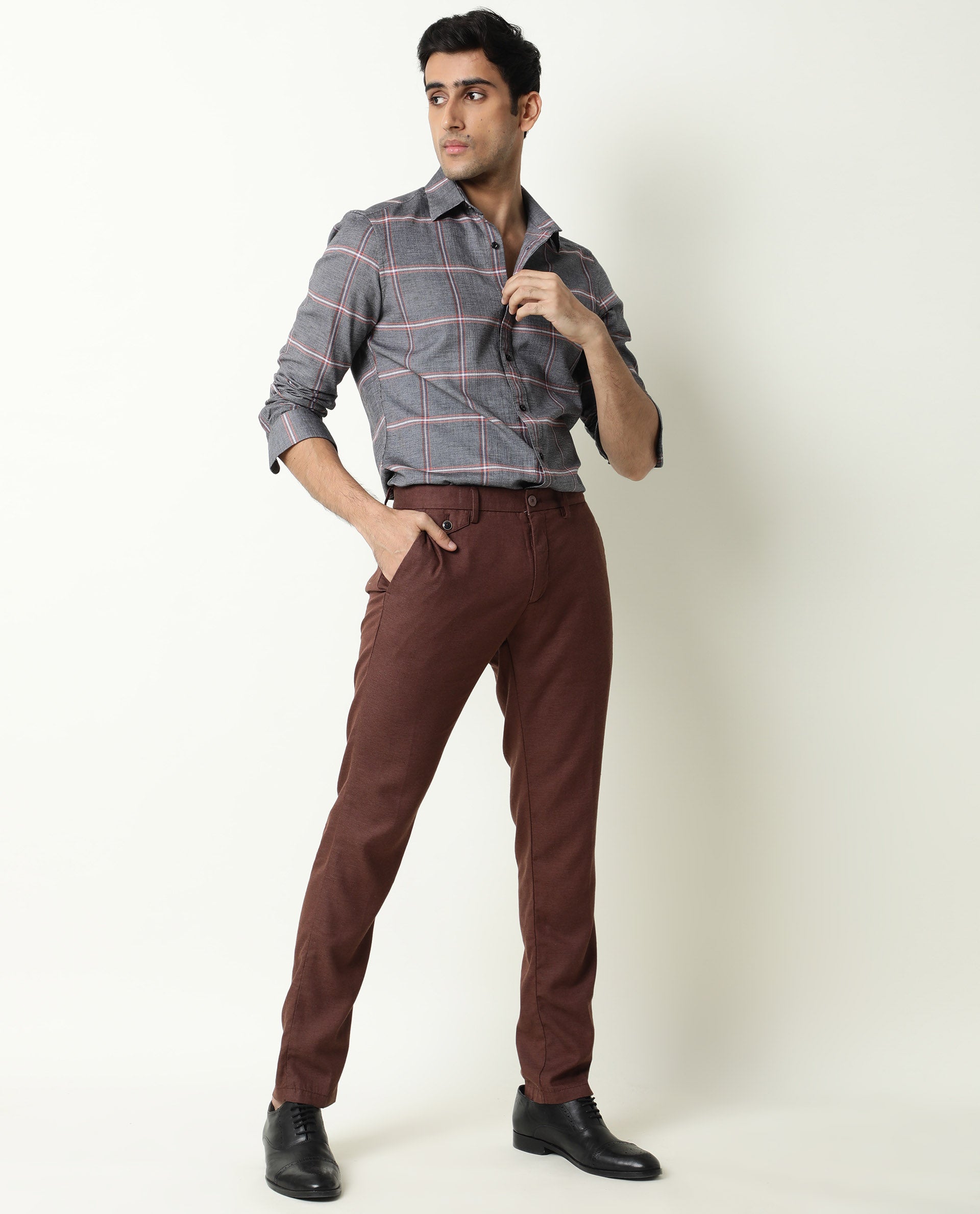 Buy Dark Brown Solid Slim Fit Trousers for Men Online at Killer Jeans   471593