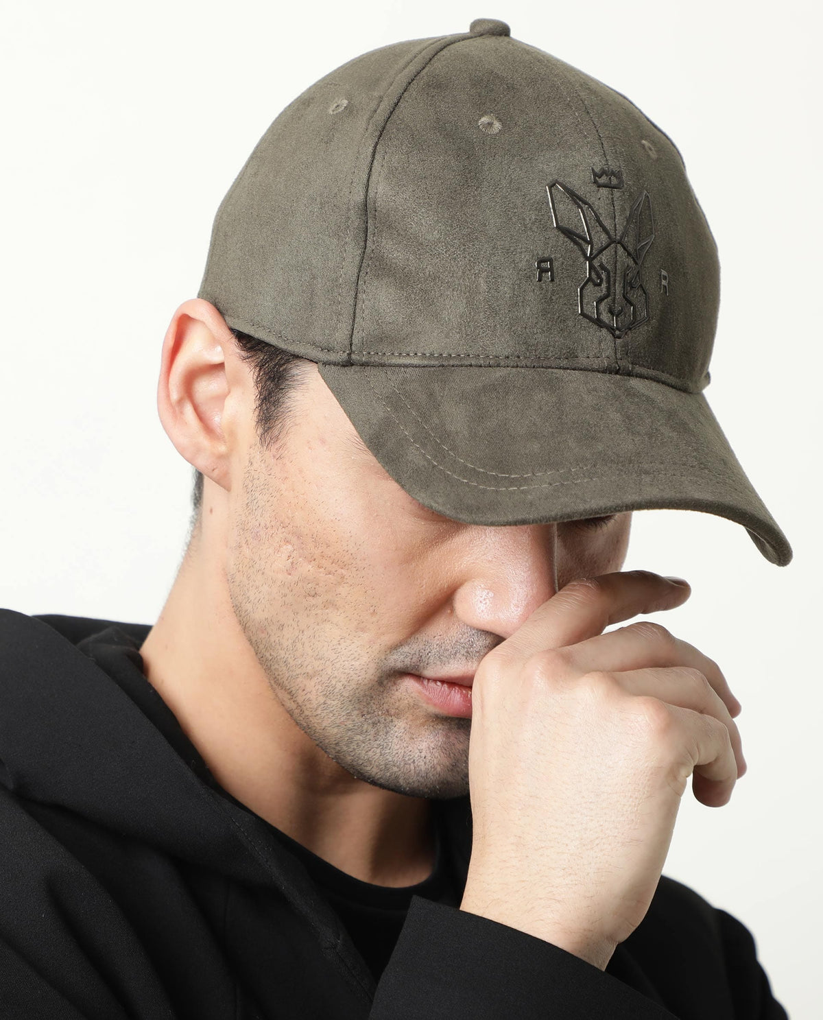 RARE RABBIT KEVIN-2 PRIMARY OLIVE CAP VELVET FABRIC