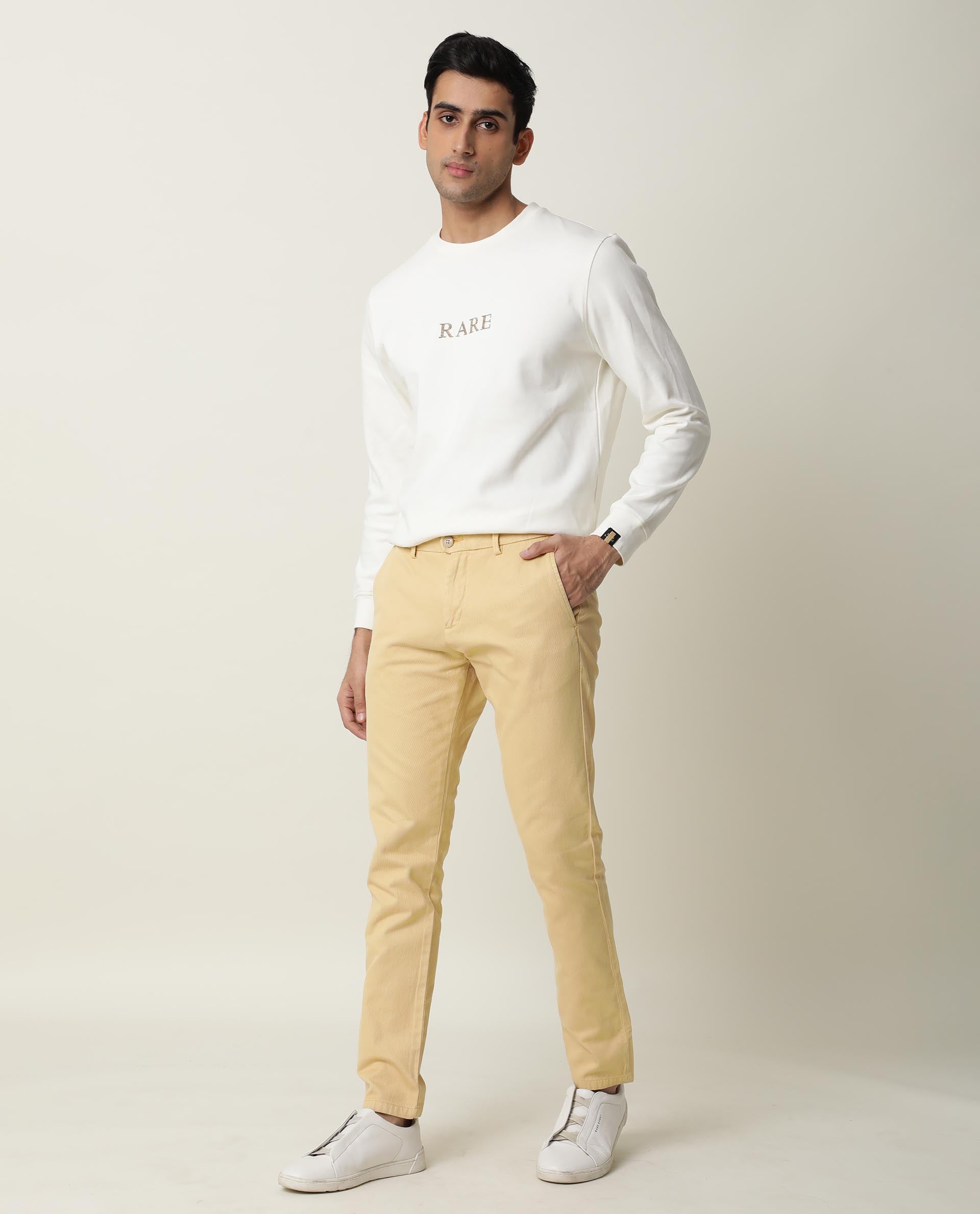 Buy Jainish Cream Cotton Tapered Fit Checks Flat Front Trousers for Mens  Online @ Tata CLiQ