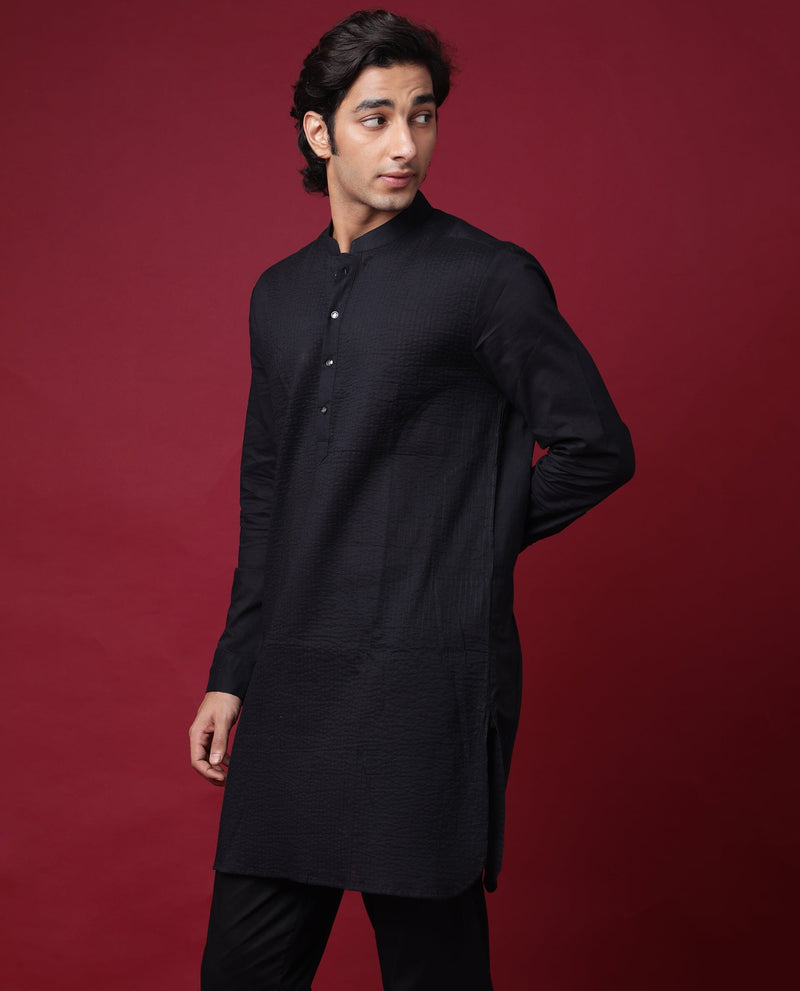 Buy Masumi Mewawalla Black Silk Kurta And Pant Set Online | Aza Fashions